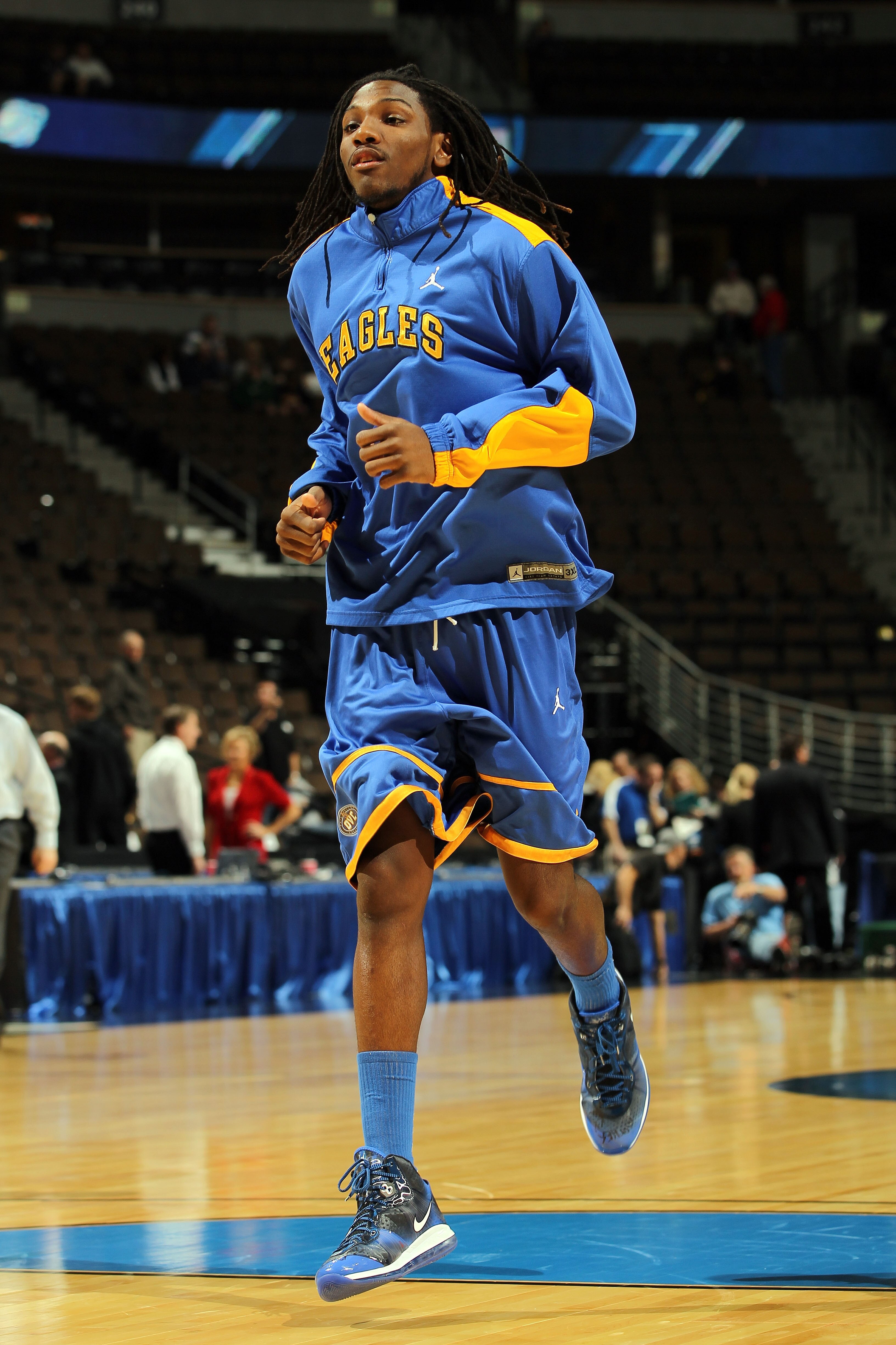 DENVER, CO - MARCH 19:  Kenneth Faried #35 of the Morehead State Eagles warms up prior to playing against the Richmond Spiders in the third round of the 2011 NCAA men's basketball tournament at Pepsi Center on March 19, 2011 in Denver, Colorado.  (Photo b