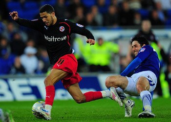 CARDIFF, WALES - MAY 17:  Reading player Jobi Mcanuff in action during the npower Championship Play Off Semi Final Second Leg between Cardiff City and Reading at Cardiff City Stadium on May 17, 2011 in Cardiff, Wales.  (Photo by Stu Forster/Getty Images)