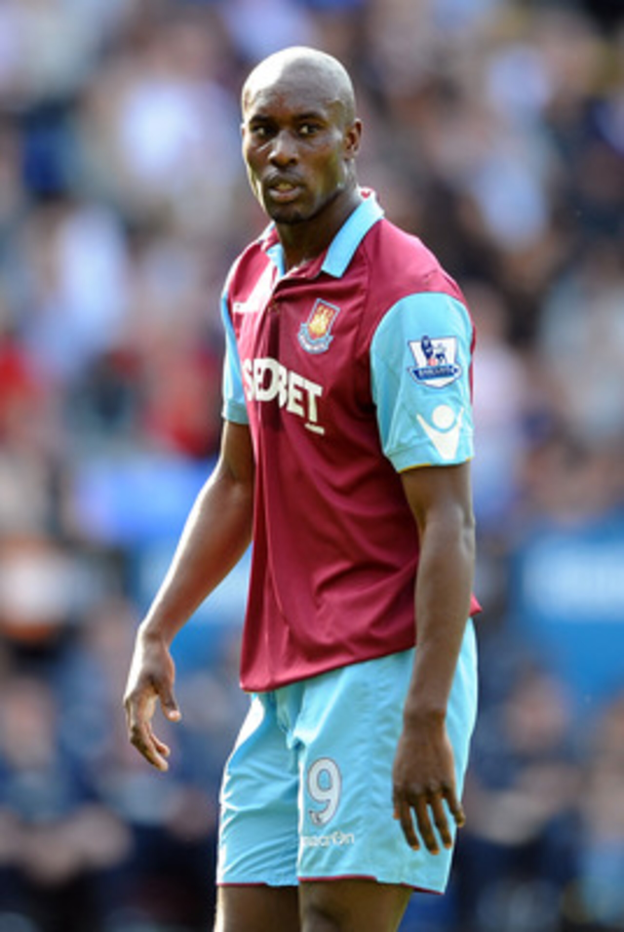 BOLTON, ENGLAND - APRIL 09: Carlton Cole of West Ham United looks on during the Barclays Premier League match between Bolton Wanderers and West Ham United at Reebok Stadium on April 9, 2011 in Bolton, England.  (Photo by Chris Brunskill/Getty Images)