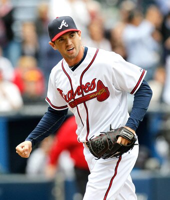 ATLANTA, GA - MAY 17:  Cory Gearrin #53 of the Atlanta Braves against the Houston Astros at Turner Field on May 17, 2011 in Atlanta, Georgia.  (Photo by Kevin C. Cox/Getty Images)