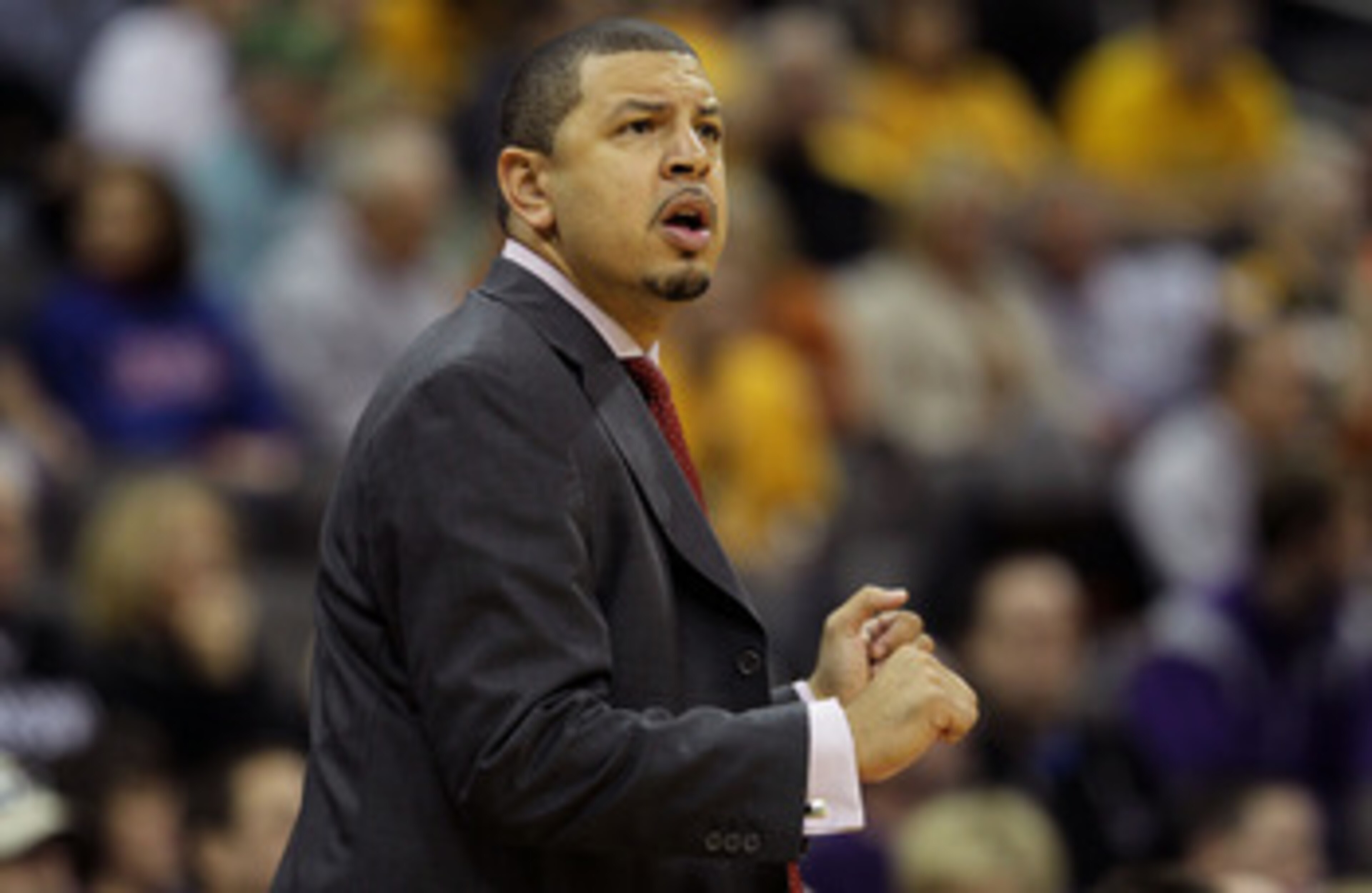 KANSAS CITY, MO - MARCH 10: Head coach Jeff Capel of the Oklahoma Sooners reacts on the sidelines during their quarterfinal game against the Oklahoma Sooners in the 2011 Phillips 66 Big 12 Men's Basketball Tournament at Sprint Center on March 10, 2011 in KANSAS CITY, MO - MARCH 10: Head coach Jeff Capel of the Oklahoma Sooners reacts on the sidelines during their quarterfinal game against the Oklahoma Sooners in the 2011 Phillips 66 Big 12 Men's Basketball Tournament at Sprint Center on March 10, 2011 in