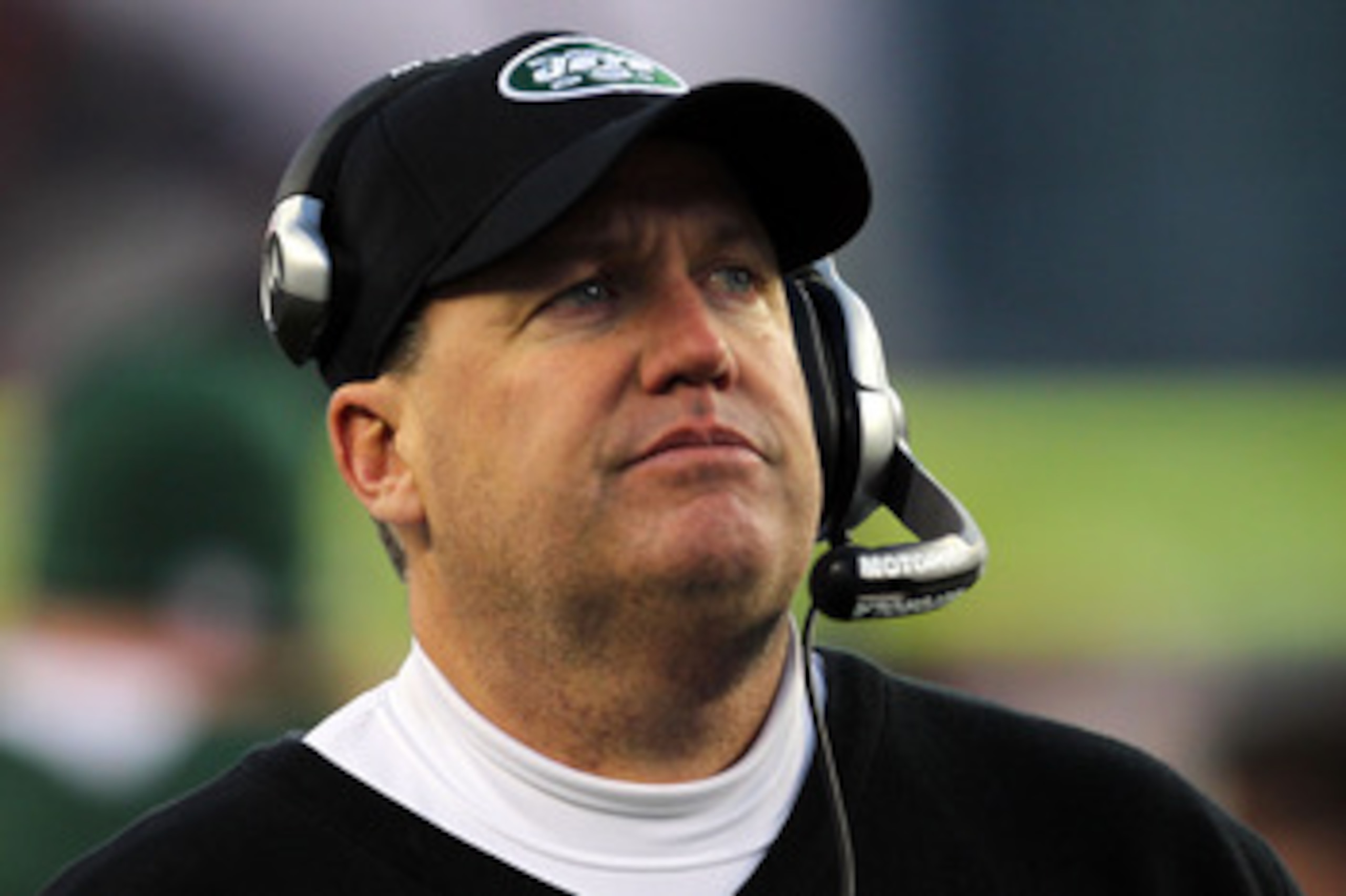 FOXBORO, MA - JANUARY 16:  Head coach Rex Ryan of the New York Jets looks on during their 2011 AFC divisional playoff game against the New England Patriots at Gillette Stadium on January 16, 2011 in Foxboro, Massachusetts.  (Photo by Jim Rogash/Getty Imag