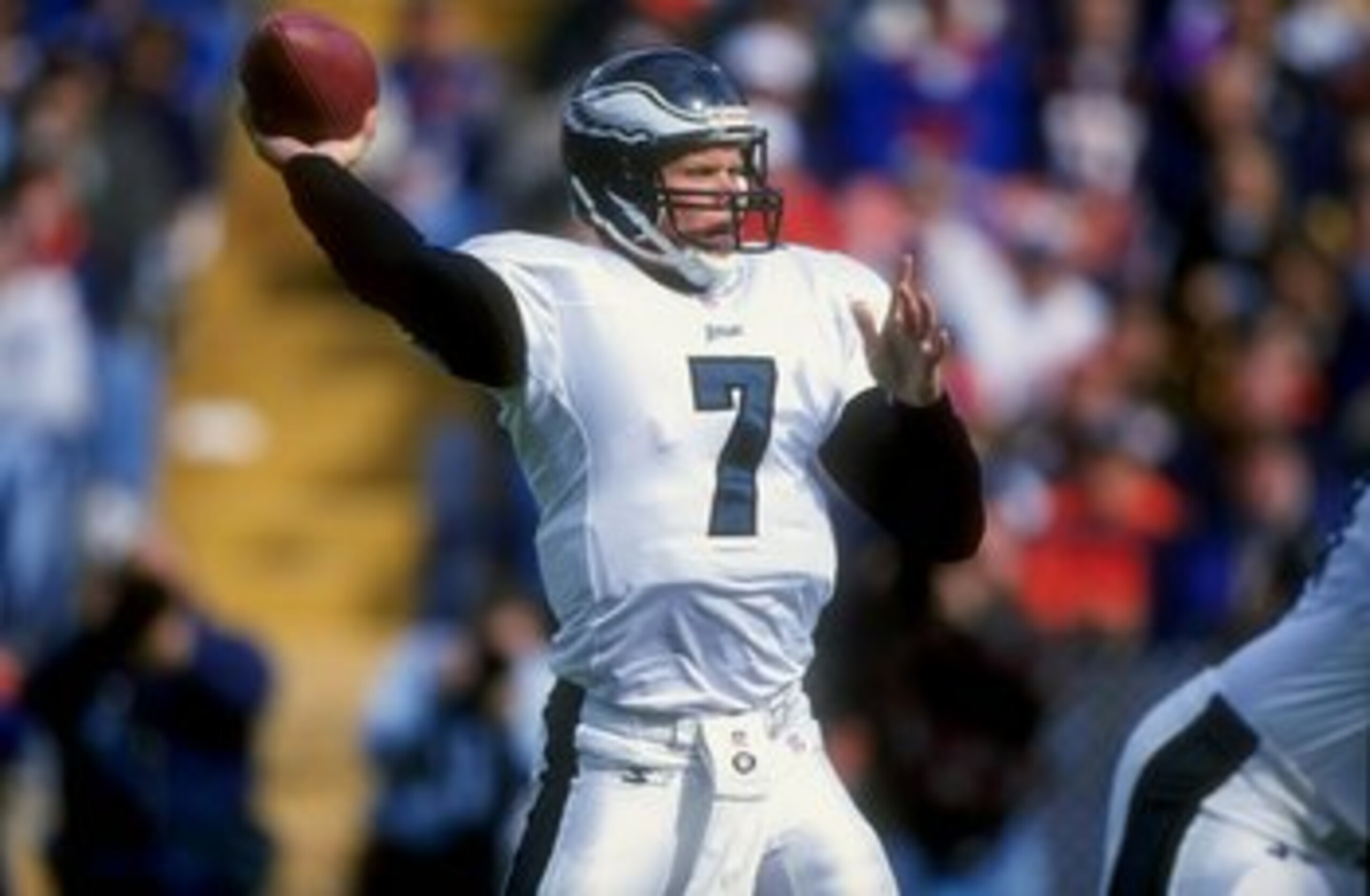 4 Oct 1998:  Quarterback Bobby Hoying #7 of the Philadelphia Eagles in action during a game against the Denver Broncos at the Mile High Stadium in Denver, Colorado. The Broncos defeated the Eagles 41-16.