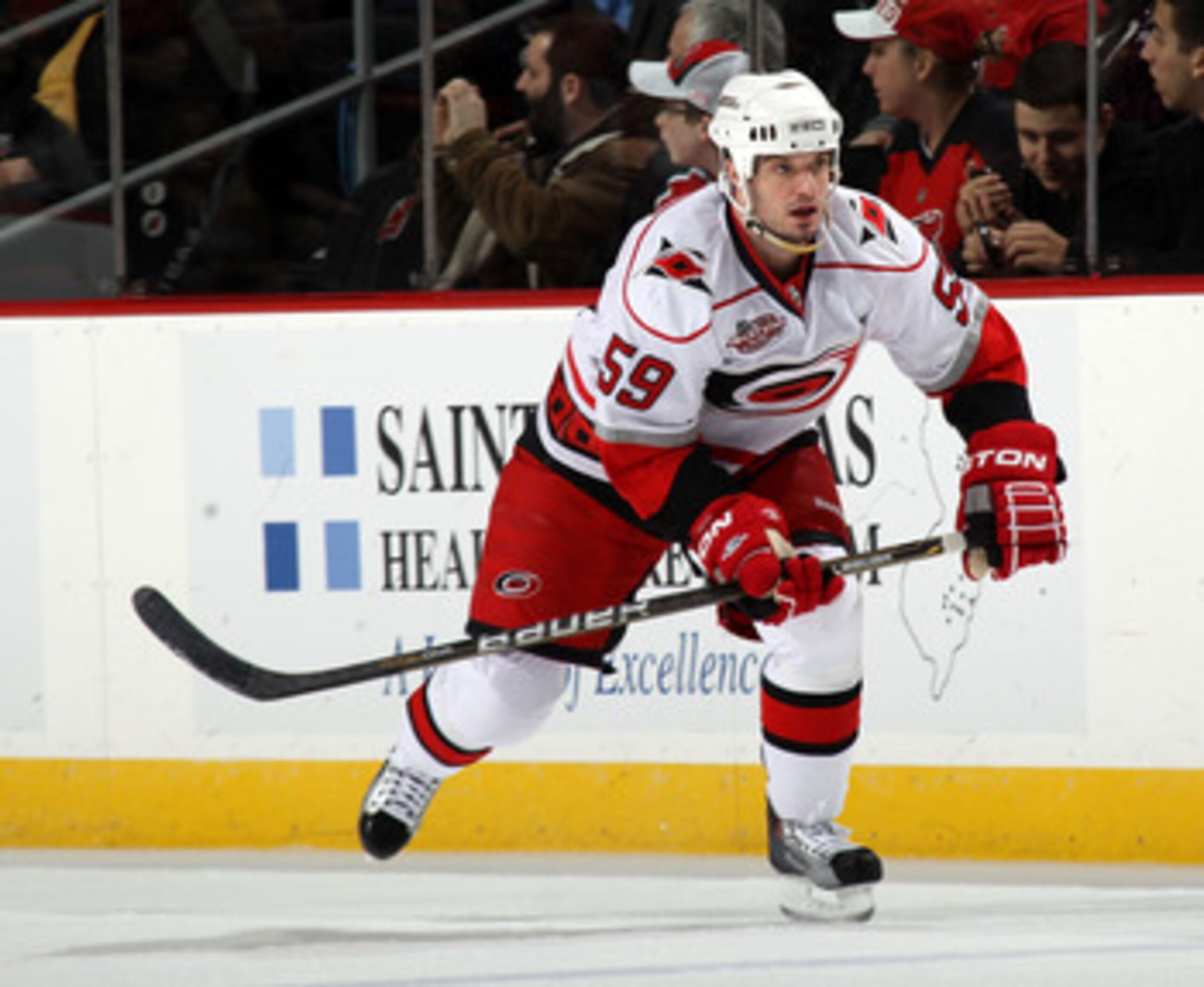 NEWARK, NJ - FEBRUARY 16: Chad LaRose #59 of the Carolina Hurricanes skates against the New Jersey Devils at the Prudential Center on February 16, 2011 in Newark, New Jersey. (Photo by Bruce Bennett/Getty Images) NEWARK, NJ - FEBRUARY 16: Chad LaRose #59 of the Carolina Hurricanes skates against the New Jersey Devils at the Prudential Center on February 16, 2011 in Newark, New Jersey. (Photo by Bruce Bennett/Getty Images)