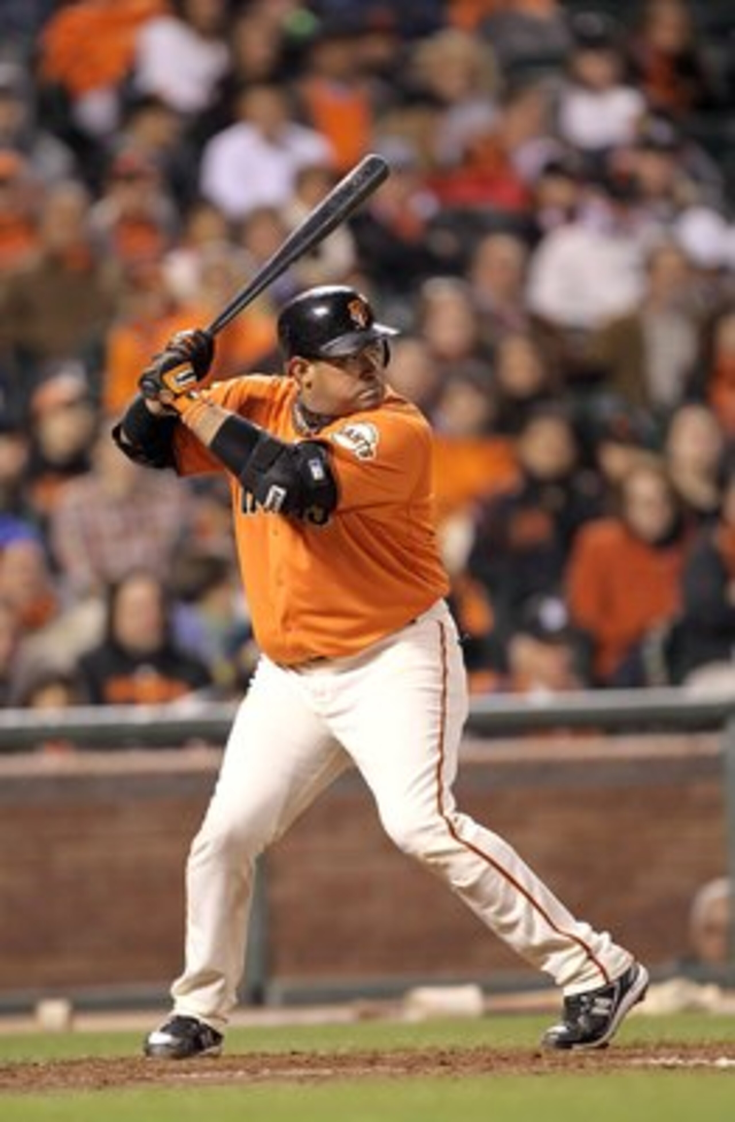 SAN FRANCISCO - MAY 14:  Bengie Molina #1 of the San Francisco Giants bats against the Houston Astros at AT&T Park on May 14, 2010 in San Francisco, California.  (Photo by Ezra Shaw/Getty Images)