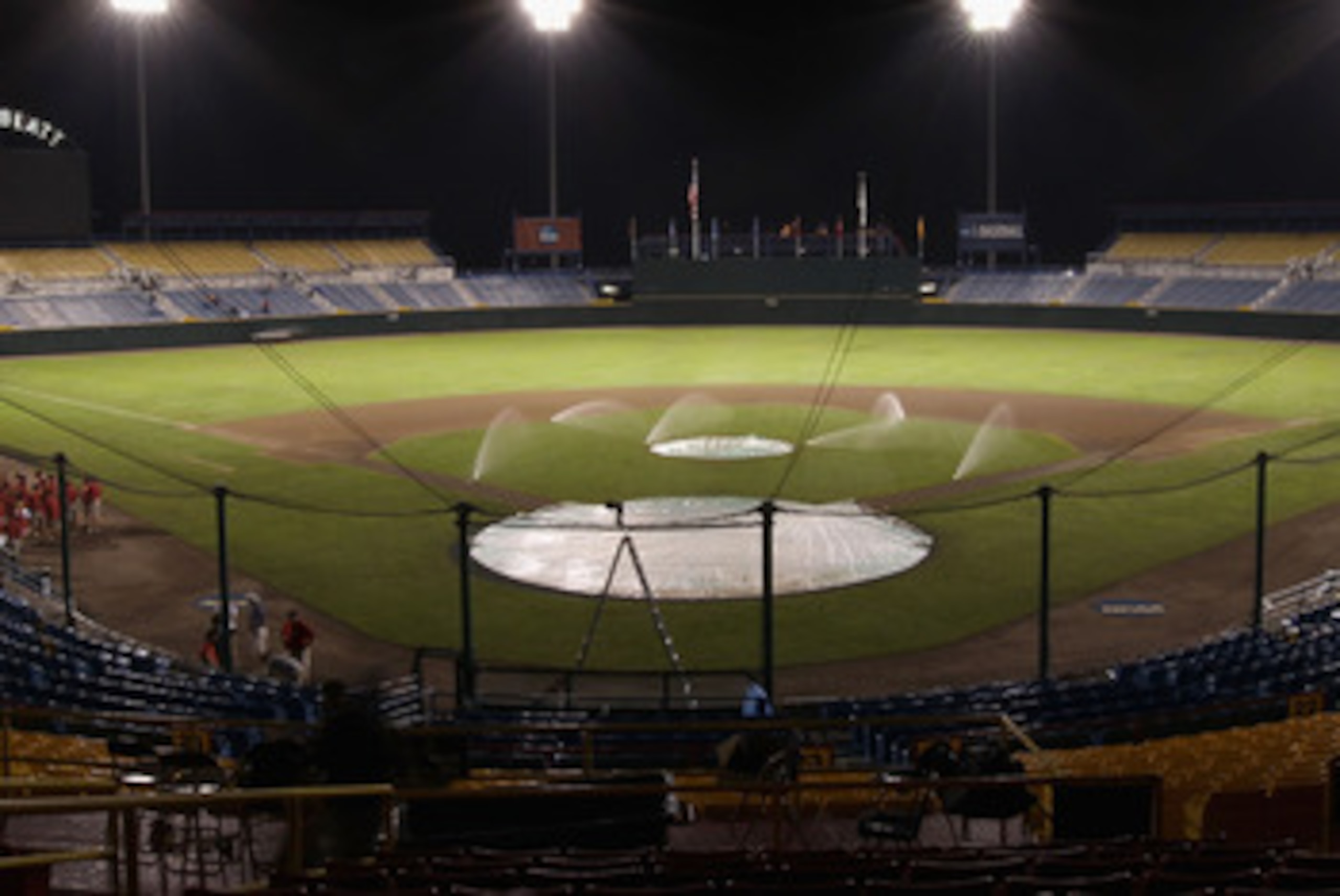 OMAHA, NE - JUNE 29: General view of Rosenblatt Stadium following game 2 of the men's 2010 NCAA College Baseball World Series between the UCLA Bruins and the South Carolina Gamecocks on June 29, 2010 in Omaha, Nebraska. The Gamecocks defeated the Bruins OMAHA, NE - JUNE 29: General view of Rosenblatt Stadium following game 2 of the men's 2010 NCAA College Baseball World Series between the UCLA Bruins and the South Carolina Gamecocks on June 29, 2010 in Omaha, Nebraska. The Gamecocks defeated the Bruins