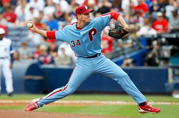ATLANTA, GA - MAY 15:  Roy Halladay #34 of the Philadelphia Phillies against the Atlanta Braves at Turner Field on May 15, 2011 in Atlanta, Georgia.  (Photo by Kevin C. Cox/Getty Images)