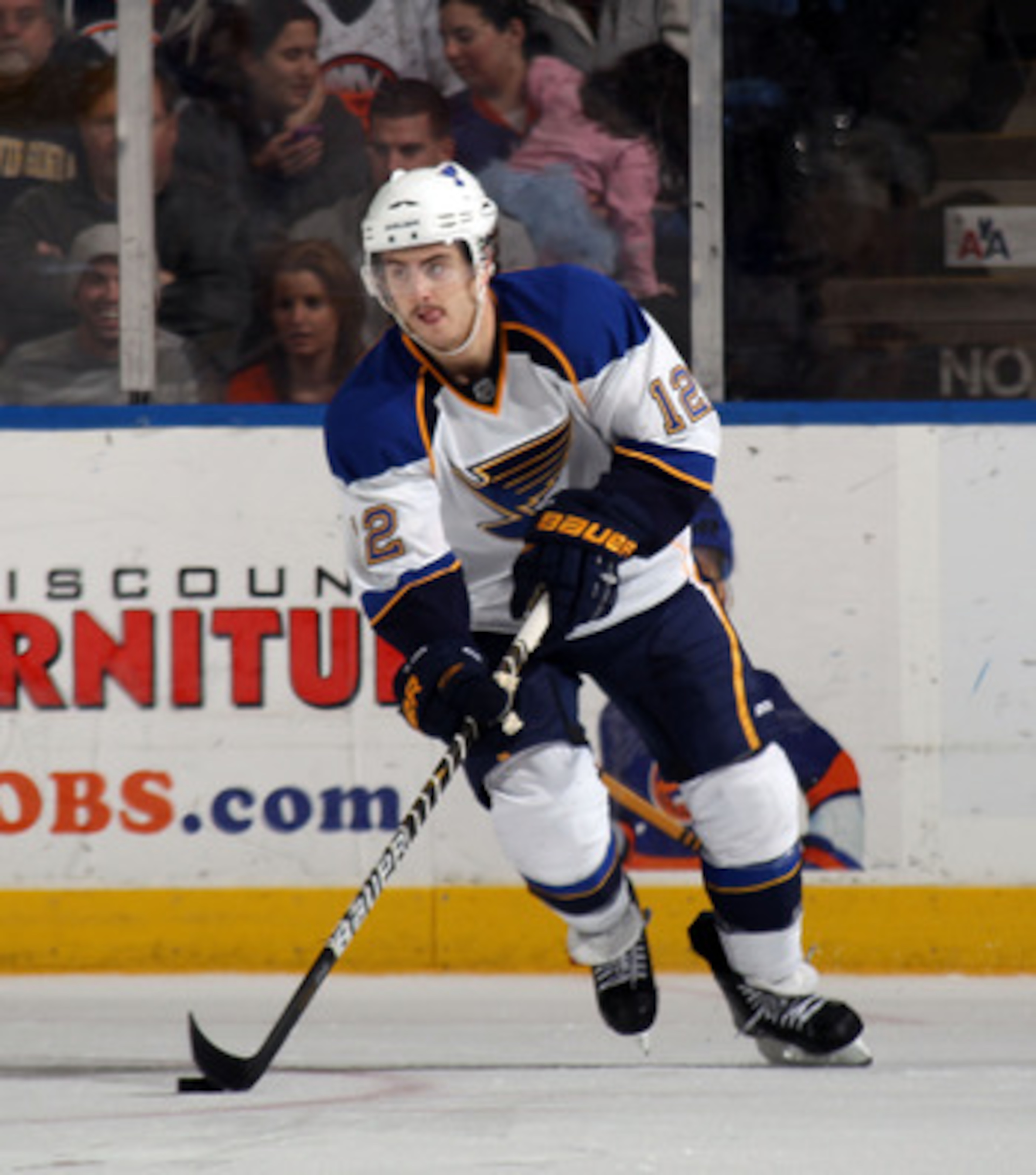 UNIONDALE, NY - MARCH 05: Kevin Shattenkirk #12 of the St. Louis Blues skates against the New York Islanders at the Nassau Coliseum on March 5, 2011 in Uniondale, New York. (Photo by Bruce Bennett/Getty Images) UNIONDALE, NY - MARCH 05: Kevin Shattenkirk #12 of the St. Louis Blues skates against the New York Islanders at the Nassau Coliseum on March 5, 2011 in Uniondale, New York. (Photo by Bruce Bennett/Getty Images)