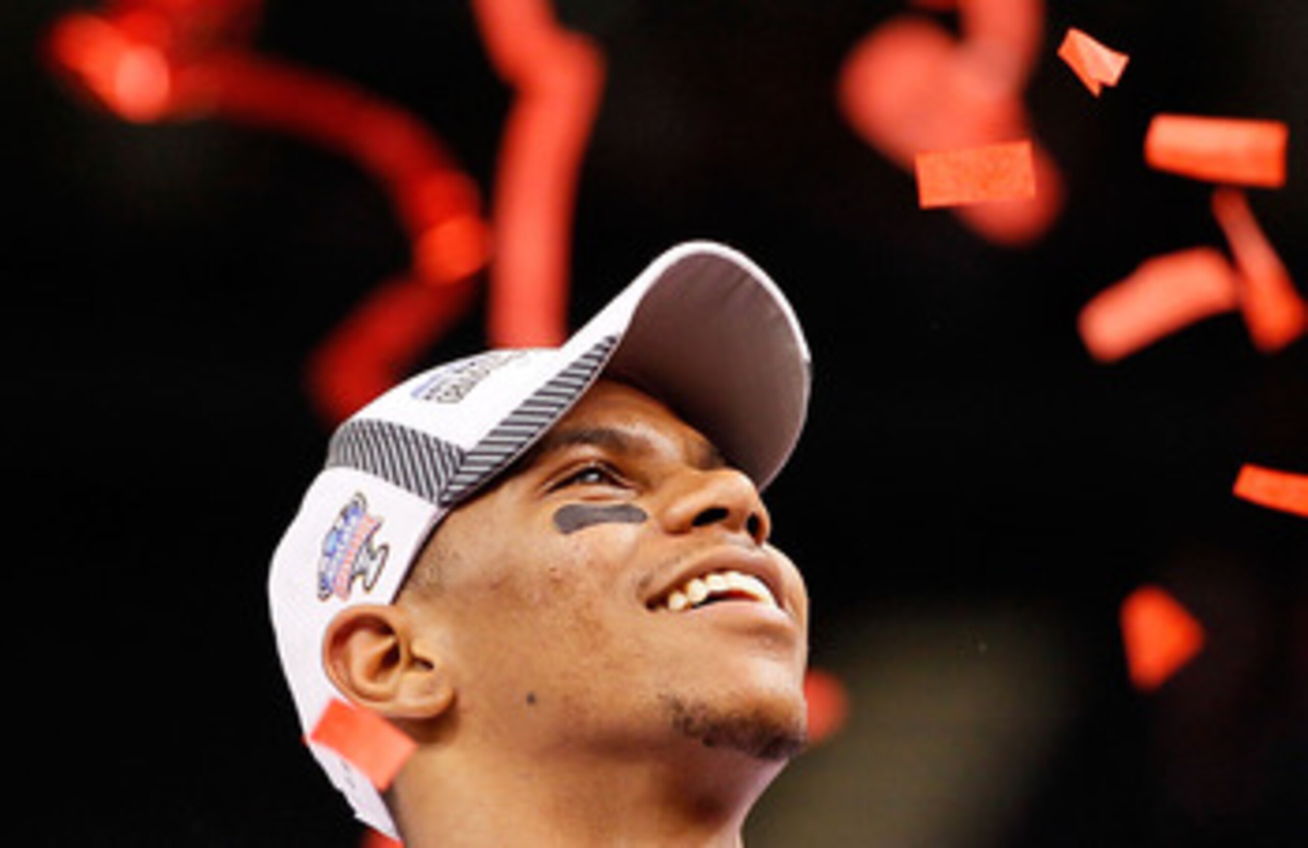 NEW ORLEANS, LA - JANUARY 04:  Terrelle Pryor #2 of the Ohio State Buckeyes celebrates the Buckeyes 31-26 victory against the Arkansas Razorbacks during the Allstate Sugar Bowl at the Louisiana Superdome on January 4, 2011 in New Orleans, Louisiana.  (Pho