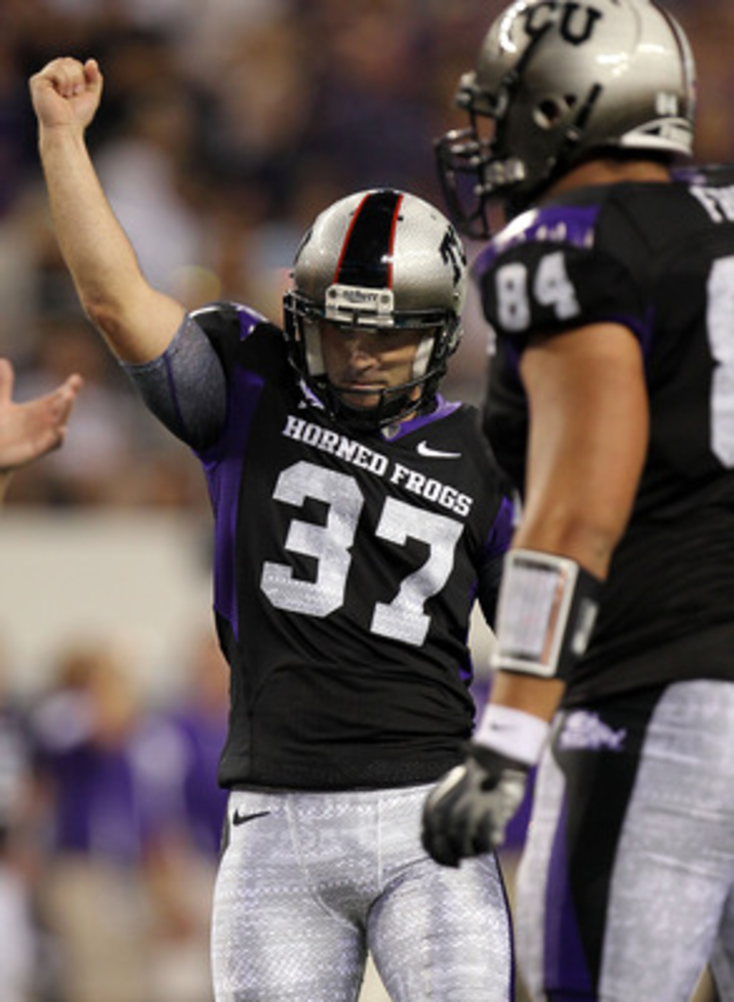 ARLINGTON, TX - SEPTEMBER 04: Kicker Ross Evans #37 of the TCU Horned Frogs at Cowboys Stadium on September 4, 2010 in Arlington, Texas. (Photo by Ronald Martinez/Getty Images) ARLINGTON, TX - SEPTEMBER 04: Kicker Ross Evans #37 of the TCU Horned Frogs at Cowboys Stadium on September 4, 2010 in Arlington, Texas. (Photo by Ronald Martinez/Getty Images)