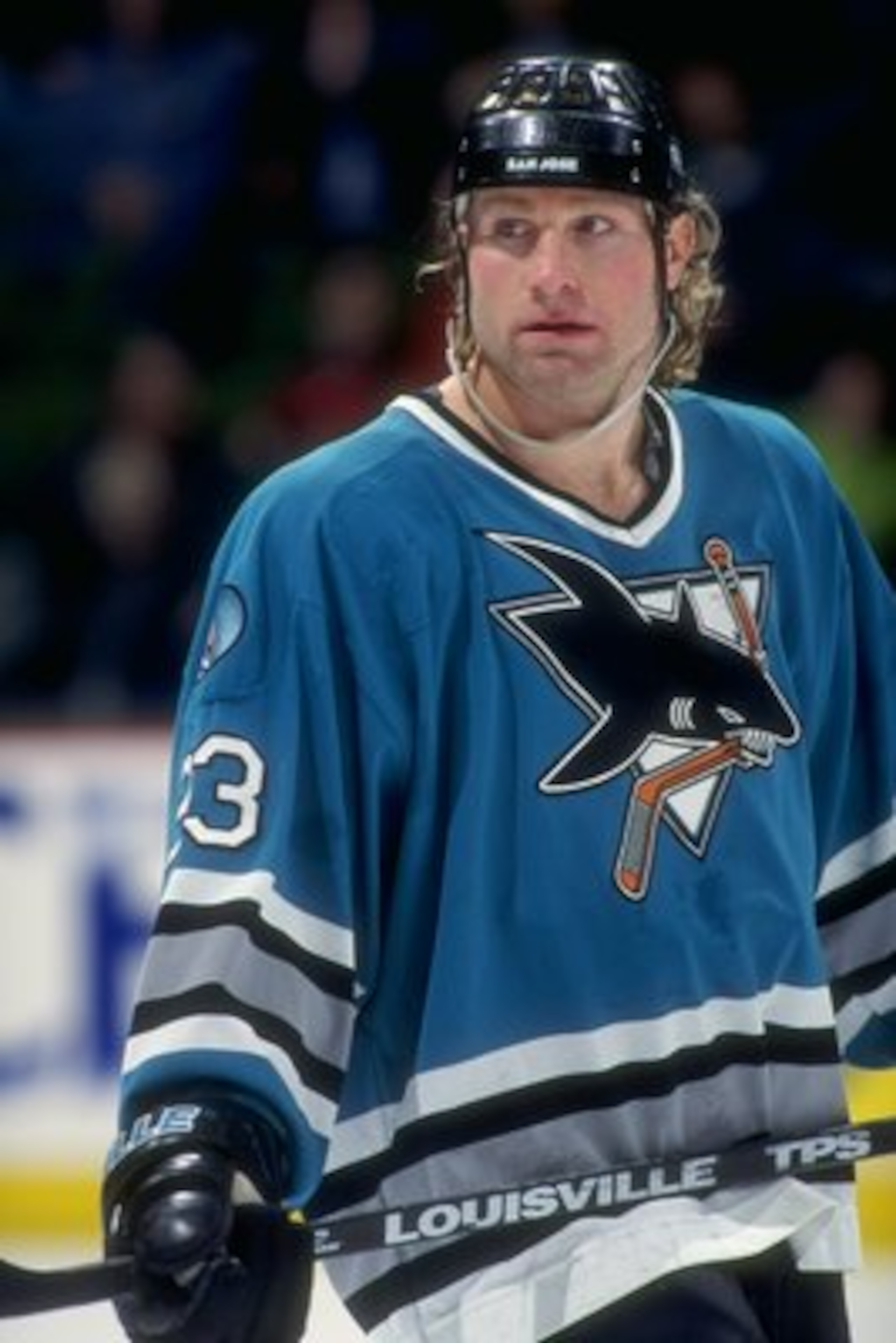 1997:  Marty McSorely #33 of the San Jose Sharks in action during a game against the Calgary Flames at the Canadien Airlines Saddledome in Calgary, Canada. Mandatory Credit: Ian Tomlinson  /Allsport