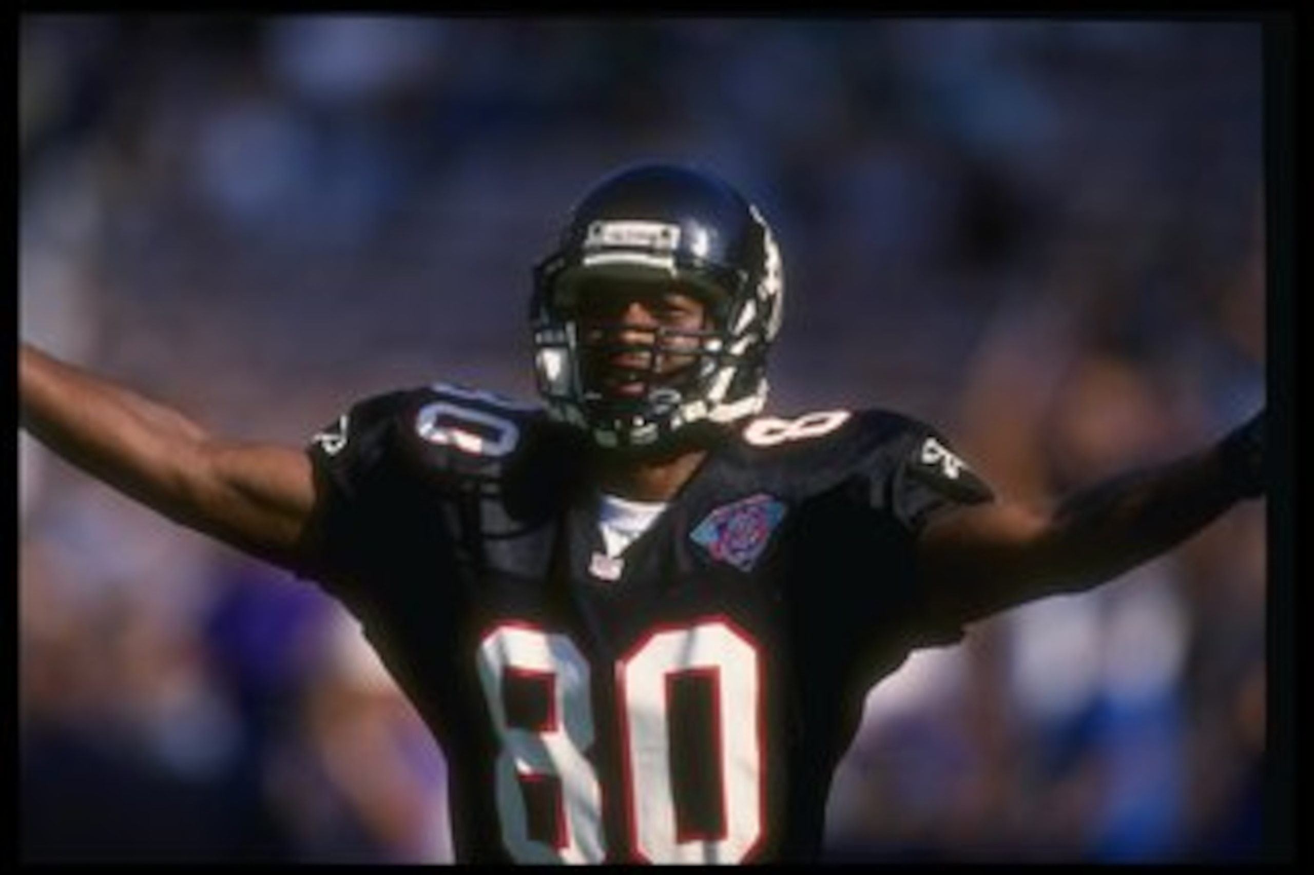 2 Oct 1994:  Wide receiver Andre Rison of the Atlanta Falcons celebrates during a game against the Los Angeles Rams at Anaheim Stadium in Anaheim, California.  The Falcons won the game, 8-5. Mandatory Credit: Al Bello  /Allsport