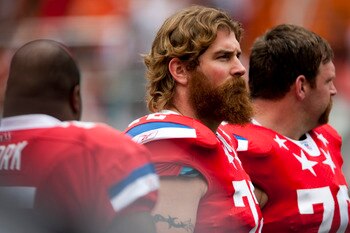 HONOLULU - JANUARY 30:  Matt Light #72 of the New England Patriots stands on the field during the 2011 NFL Pro Bowl at Aloha Stadium on January 30, 2011 in Honolulu, Hawaii.  (Photo by Kent Nishimura/Getty Images)