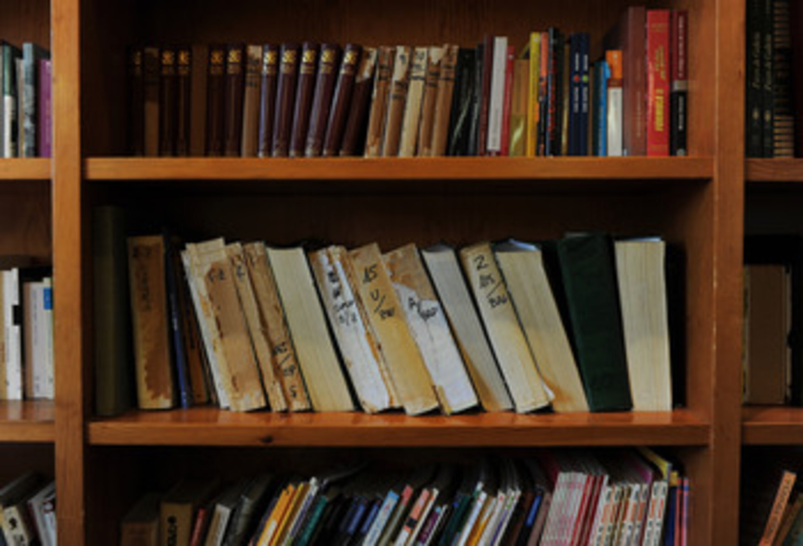 BARCELONA, SPAIN - APRIL 07:  Books stand in a bookshell in a study room at La Masia on April 7, 2011 in Barcelona, Spain. La Masia is the heart of the Barcelona's youth system and a residence for young players that had to leave their home behind to train
