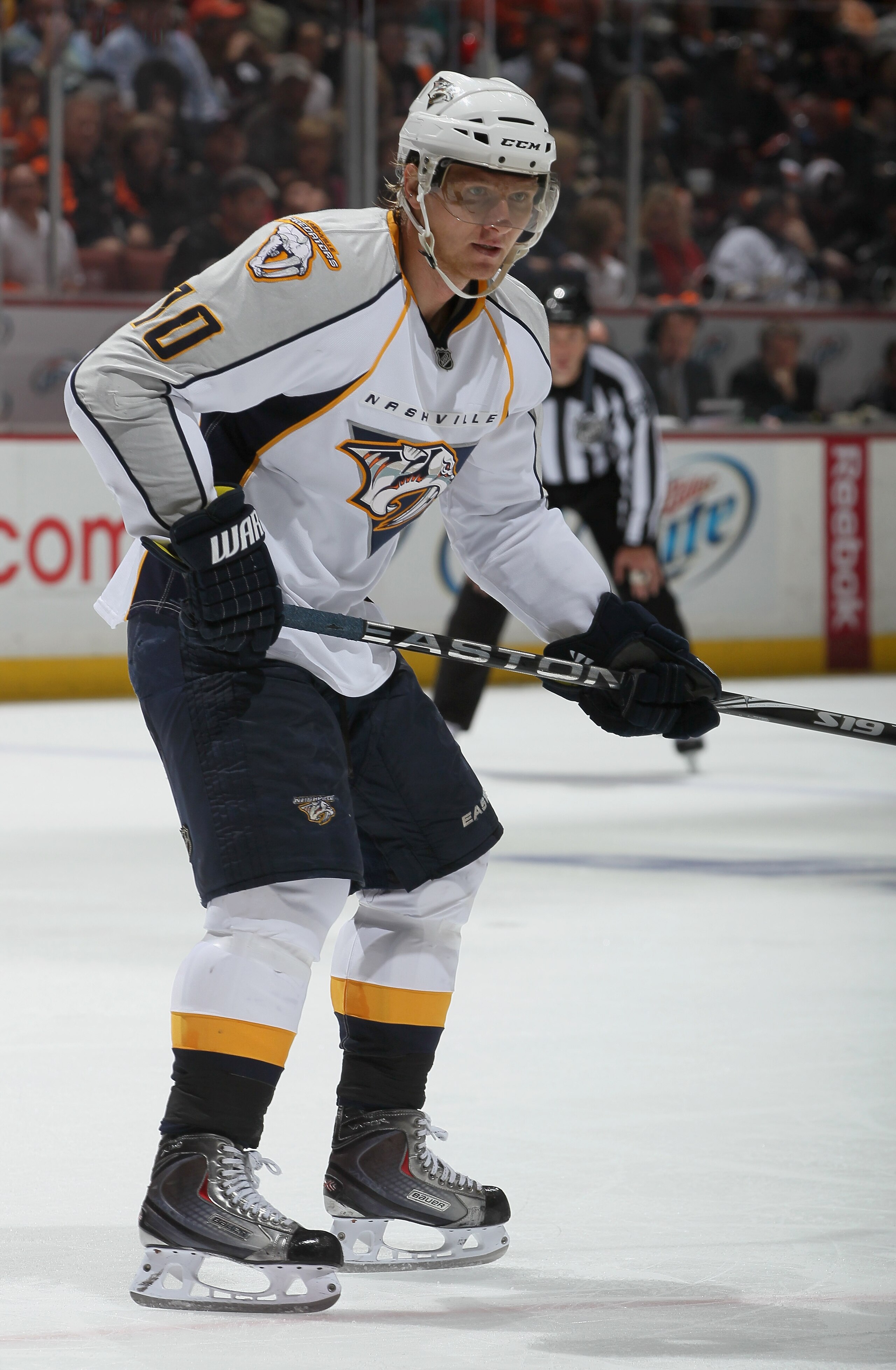 ANAHEIM, CA - APRIL 15:  Martin Erat #10 of the Nashville Predators skates against the Anaheim Ducks in Game Two of the Western Conference Quarterfinals during the 2011 NHL Stanley Cup Playoffs at Honda Center on April 15, 2011 in Anaheim, California.  (P