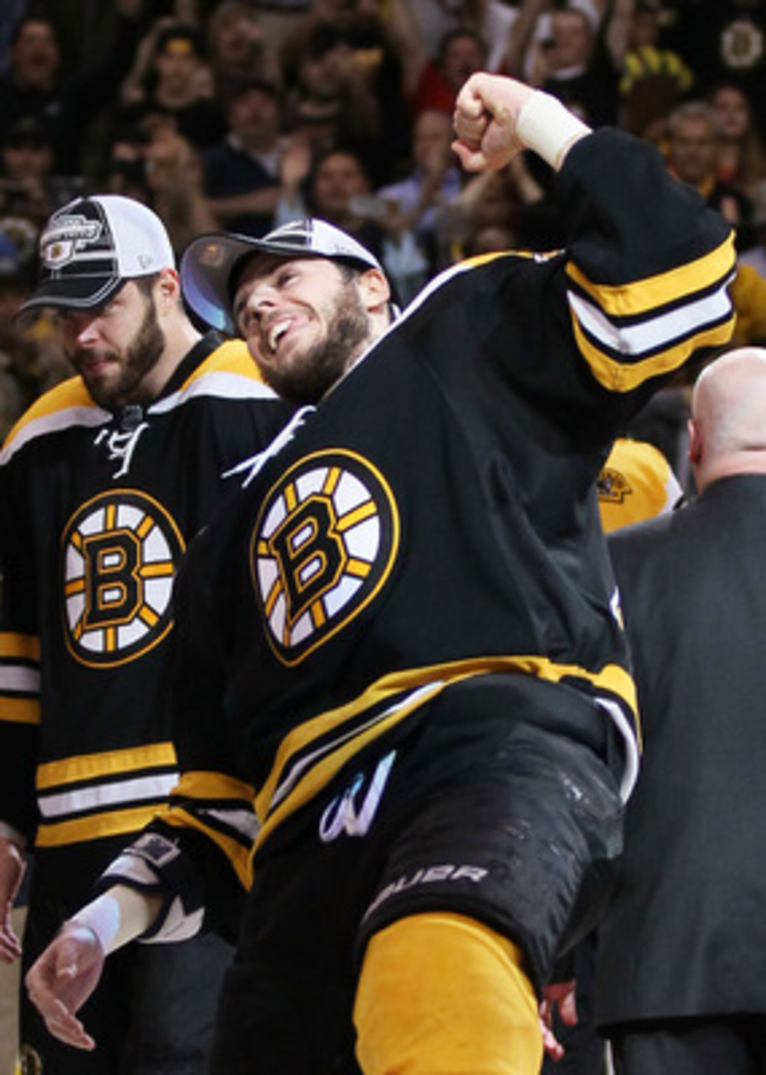 BOSTON, MA - MAY 27: David Krejci #46 of the Boston Bruins celebrates their 1 to 0 win over the Tampa Bay Lightning in Game Seven of the Eastern Conference Finals during the 2011 NHL Stanley Cup Playoffs at TD Garden on May 27, 2011 in Boston, Massachuse BOSTON, MA - MAY 27: David Krejci #46 of the Boston Bruins celebrates their 1 to 0 win over the Tampa Bay Lightning in Game Seven of the Eastern Conference Finals during the 2011 NHL Stanley Cup Playoffs at TD Garden on May 27, 2011 in Boston, Massachuse