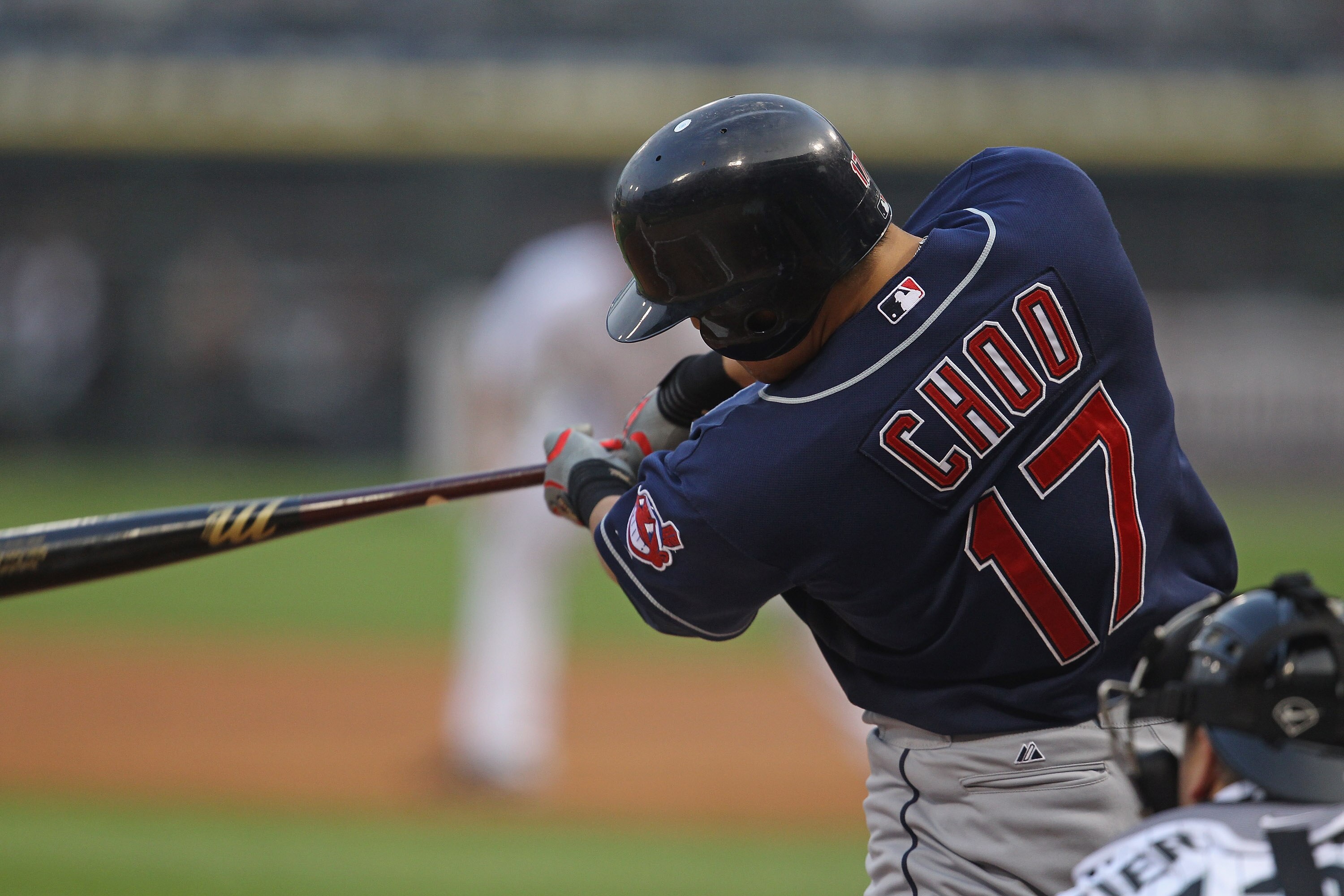CHICAGO, IL - MAY 19:  Shin-Soo Choo #17 of the Cleveland Indians takes a swing against the Chicago White Sox at U.S. Cellular Field on May 19, 2011 in Chicago, Illinois.  The Whiute Sox defeated the Indians 8-2.  (Photo by Jonathan Daniel/Getty Images)