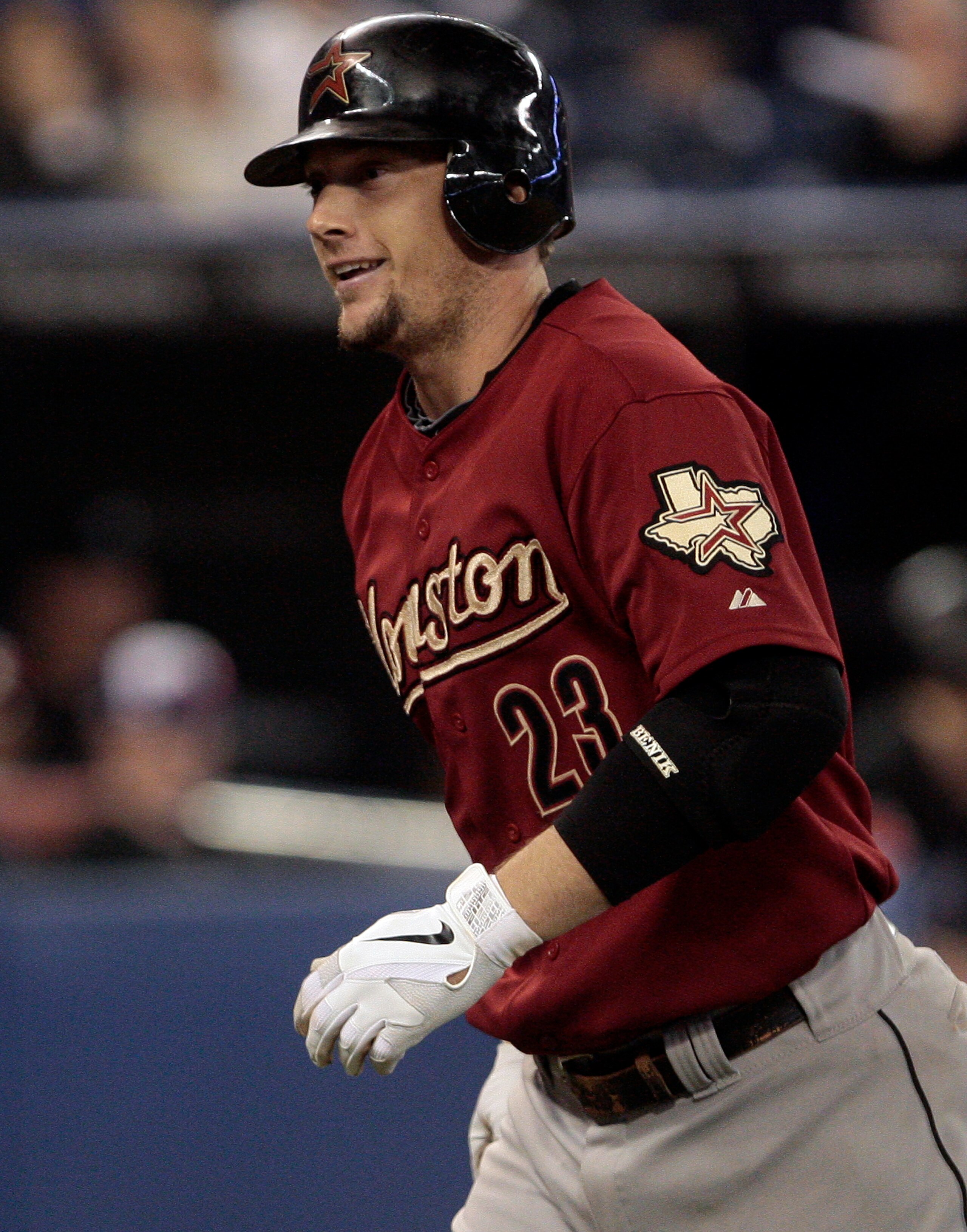 TORONTO, CANADA - MAY 20: Chris Johnson #23 of the Houston Astros celebrates his 2 run home run during MLB action at the Rogers Centre May 20, 2011 in Toronto, Ontario, Canada. (Photo by Abelimages/Getty Images)