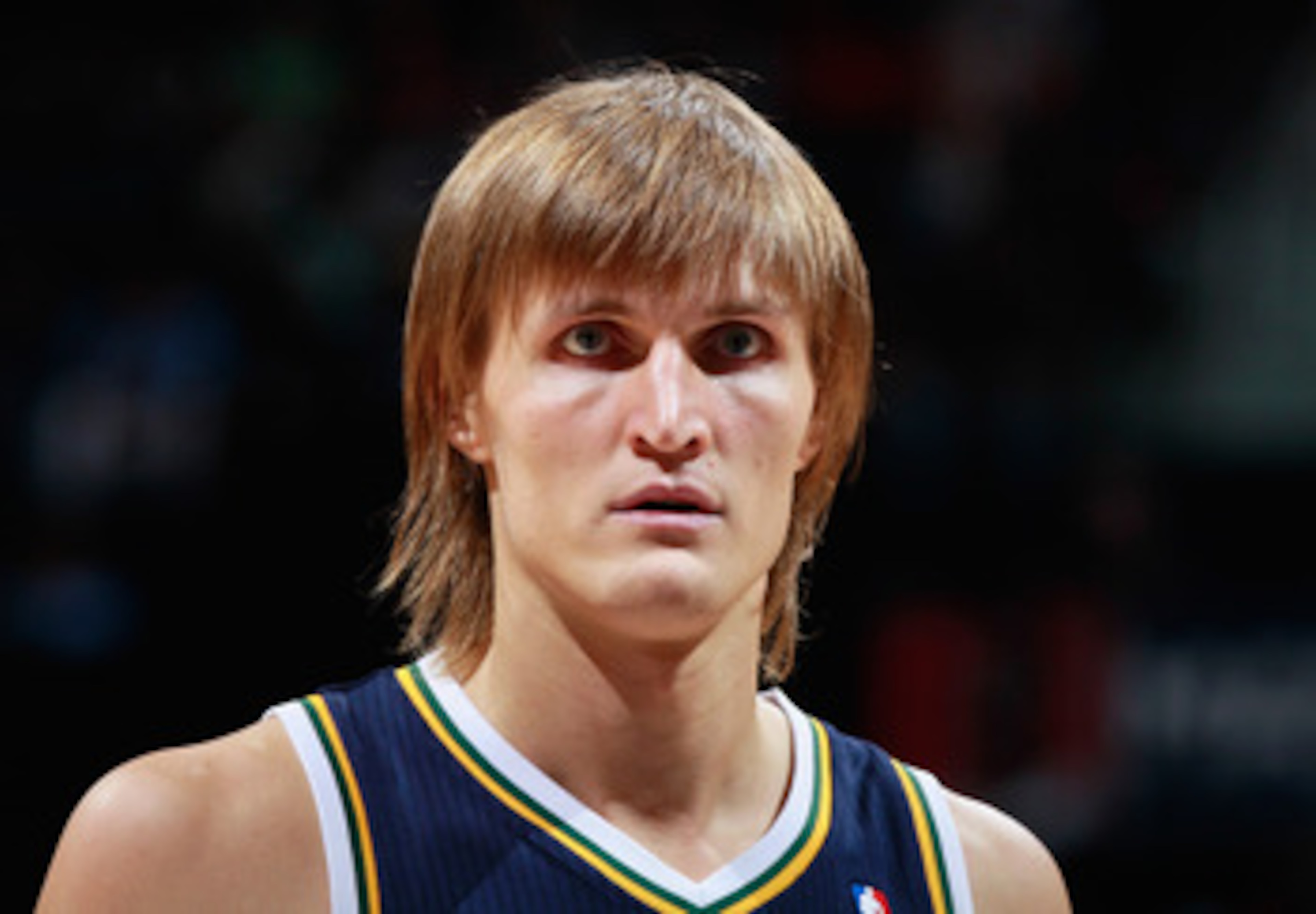 ATLANTA - NOVEMBER 12: Andrei Kirilenko #47 of the Utah Jazz against the Atlanta Hawks at Philips Arena on November 12, 2010 in Atlanta, Georgia. NOTE TO USER: User expressly acknowledges and agrees that, by downloading and/or using this Photograph, Use ATLANTA - NOVEMBER 12: Andrei Kirilenko #47 of the Utah Jazz against the Atlanta Hawks at Philips Arena on November 12, 2010 in Atlanta, Georgia. NOTE TO USER: User expressly acknowledges and agrees that, by downloading and/or using this Photograph, Use