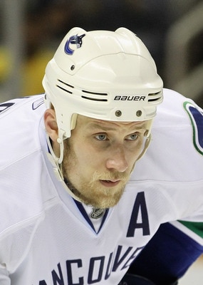 SAN JOSE, CA - MAY 22:   Sami Salo #6 of the Vancouver Canucks waits for a face off during their game against the San Jose Sharks in Game Four of the Western Conference Finals during the 2011 Stanley Cup Playoffs at HP Pavilion on May 22, 2011 in San Jose