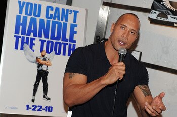 NEW YORK - JANUARY 20:  Actor Dwayne Johnson attends the NHL Powered by Reebok Store to promote 'Tooth Fairy' on January 20, 2010 in New York City.  (Photo by Stephen Lovekin/Getty Images)