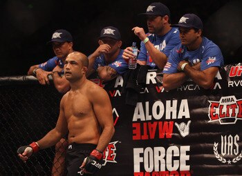 SYDNEY, AUSTRALIA - FEBRUARY 27:  BJ Penn of the USA looks across the octagon at John Fitch of the USA before the start of their welterweight bout part of UFC 127 at Acer Arena on February 27, 2011 in Sydney, Australia.  (Photo by Mark Kolbe/Getty Images)