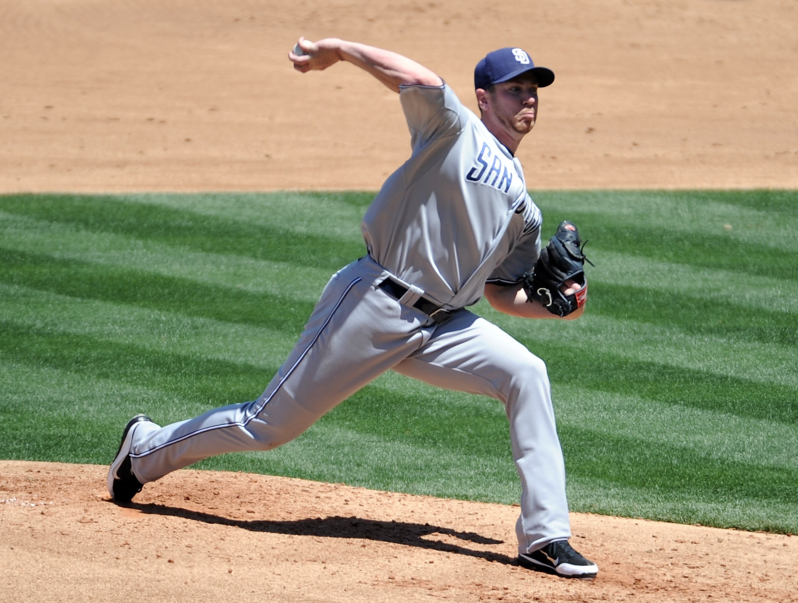LOS ANGELES, CA - MAY 01:  Dustin Moseley #26 of the San Diego Padres pitches against the Los Angeles Dodgers during the second inning at Dodger Stadium on May 1, 2011 in Los Angeles, California.  (Photo by Harry How/Getty Images)