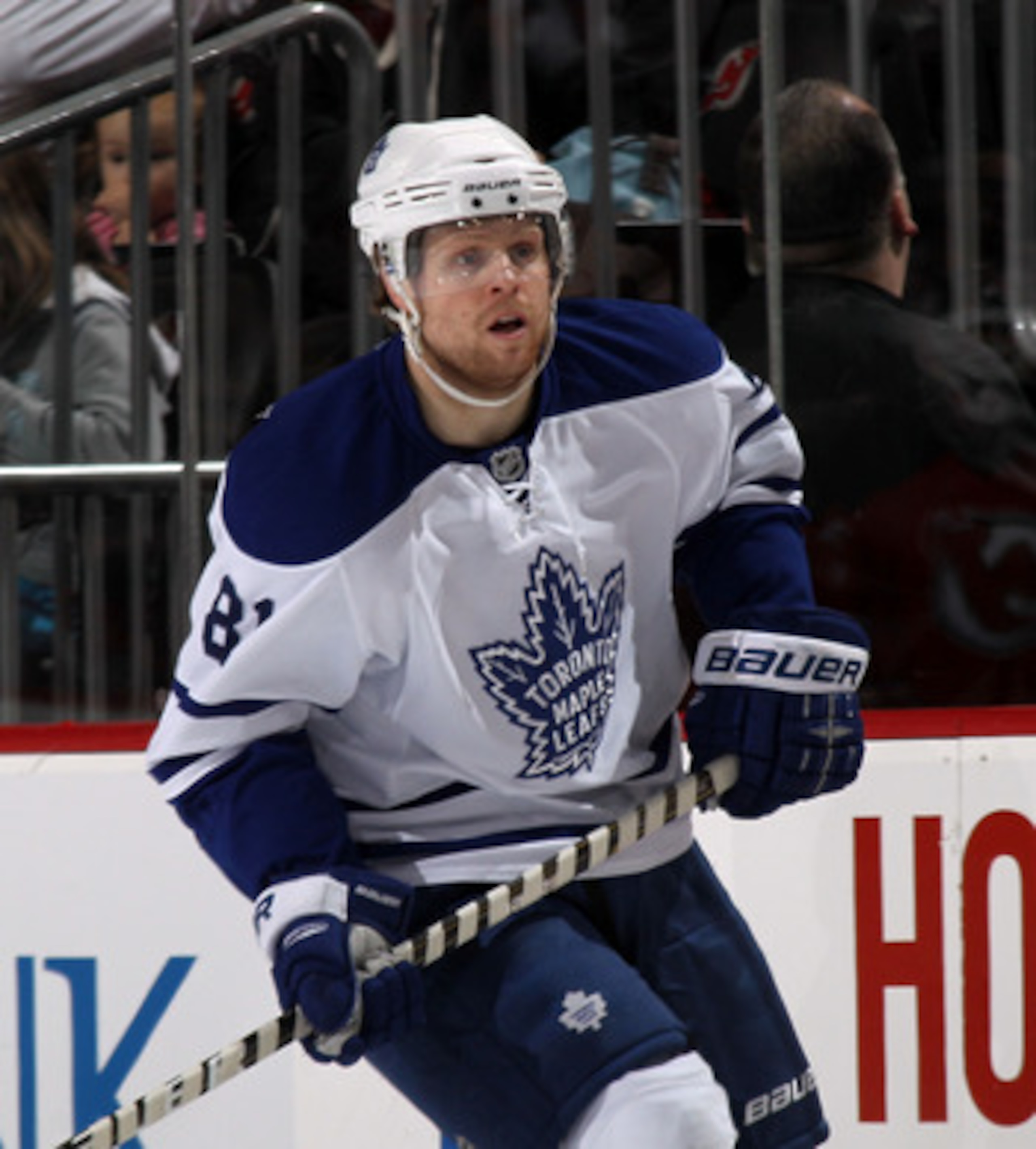 NEWARK, NJ - APRIL 06:  Phil Kessel #81 of the Toronto Maple Leafs skates against the New Jersey Devils at the Prudential Center on April 6, 2011 in Newark, New Jersey.  (Photo by Bruce Bennett/Getty Images)