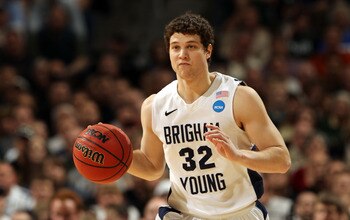 DENVER, CO - MARCH 19:  Jimmer Fredette #32 of the Brigham Young Cougars handles the ball against the Gonzaga Bulldogs during the third round of the 2011 NCAA men's basketball tournament at Pepsi Center on March 19, 2011 in Denver, Colorado.  (Photo by Do