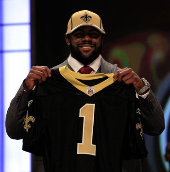 NEW YORK, NY - APRIL 28: Mark Ingram, #28 overall pick by the New Orleans Saints, holds up a jersey on stage during the 2011 NFL Draft at Radio City Music Hall on April 28, 2011 in New York City. (Photo by Chris Trotman/Getty Images) NEW YORK, NY - APRIL 28: Mark Ingram, #28 overall pick by the New Orleans Saints, holds up a jersey on stage during the 2011 NFL Draft at Radio City Music Hall on April 28, 2011 in New York City. (Photo by Chris Trotman/Getty Images)