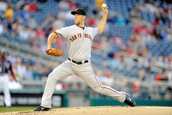 WASHINGTON, DC - MAY 02:  Madison Bumgarner #40 of the San Francisco Giants pitches against the Washington Nationals at Nationals Park on May 2, 2011 in Washington, DC.  (Photo by Greg Fiume/Getty Images)
