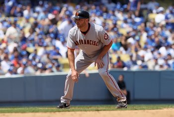 LOS ANGELES, CA - APRIL 18:  Nate Schierholtz #12 of the San Francisco Giants plays against the Los Angeles Dodgers at Dodger Stadium on April 18, 2010 in Los Angeles, California. The Dodgers defeated the Giants 2-1.  (Photo by Jeff Gross/Getty Images)