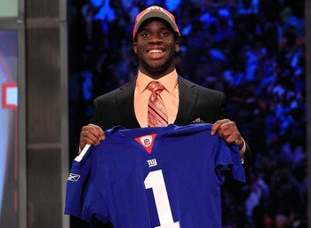 NEW YORK, NY - APRIL 28: Prince Amukamara, #19 overall pick by the New York Giants, holds up a jersey on stage during the 2011 NFL Draft at Radio City Music Hall on April 28, 2011 in New York City. (Photo by Chris Trotman/Getty Images) NEW YORK, NY - APRIL 28: Prince Amukamara, #19 overall pick by the New York Giants, holds up a jersey on stage during the 2011 NFL Draft at Radio City Music Hall on April 28, 2011 in New York City. (Photo by Chris Trotman/Getty Images)