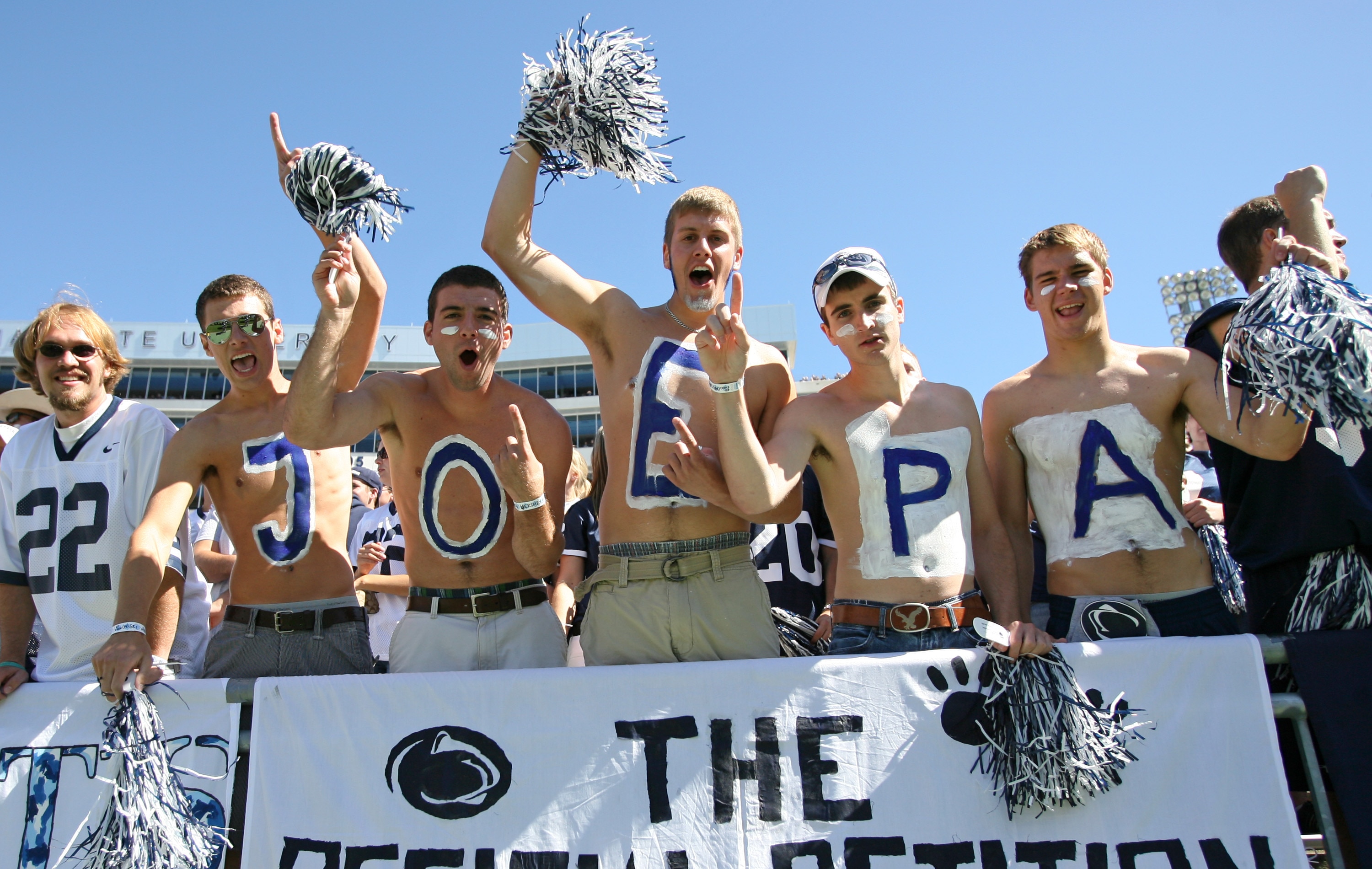 STATE COLLEGE, PA - SEPTEMBER 19: Penn State Nittany Lion fans show their support for 'Joe Pa' during a game against the Temple Owls on September 19, 2009 at Beaver Stadium in State College, Pennsylvania. (Photo by Hunter Martin/Getty Images)