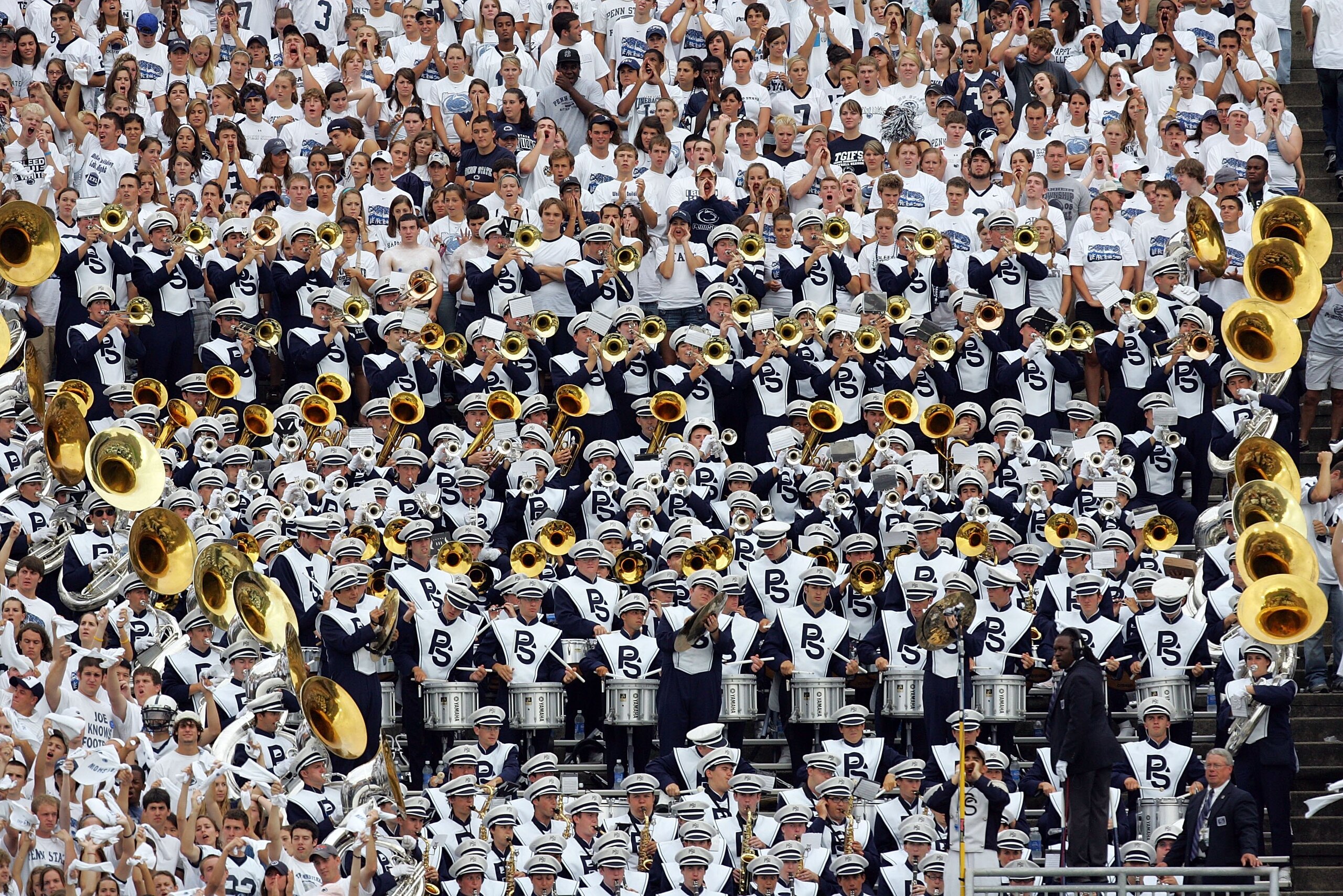 STATE COLLEGE, PA - SEPTEMBER 06:  The Penn State Blue Band during a game between the Oregon State Beavers and the Penn State Nittany Lions at Beaver Stadium on September 6, 2008 in State College, Pennsylvania.  (Photo by Ronald Martinez/Getty Images)