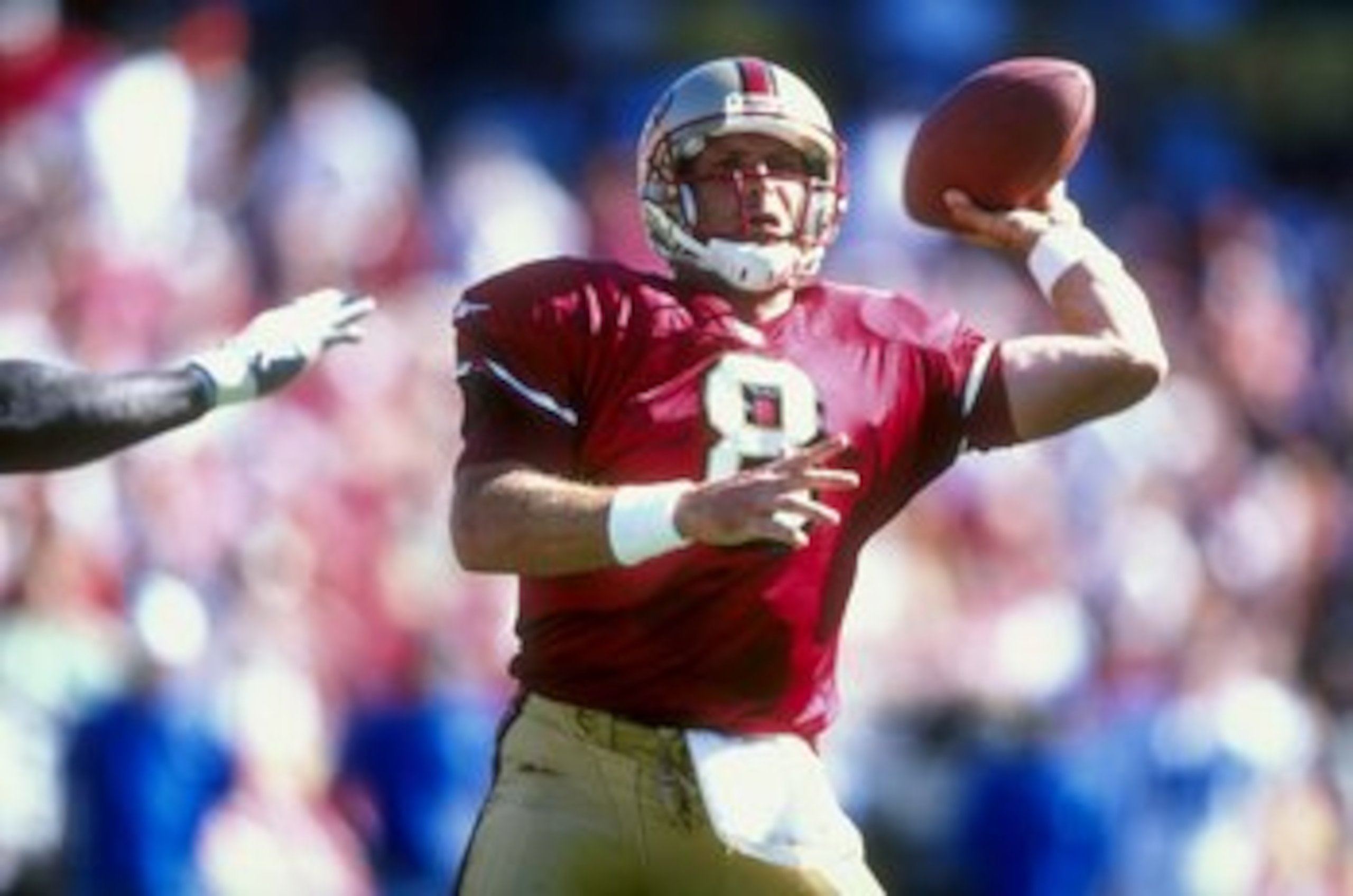 18 Oct 1998: Quarterback Steve Young #8 of the San Francisco 49ers in action during a game against the Indianapolis Colts at the 3Com Park in San Francisco, California. The 49ers defeated the Colts 34-31.