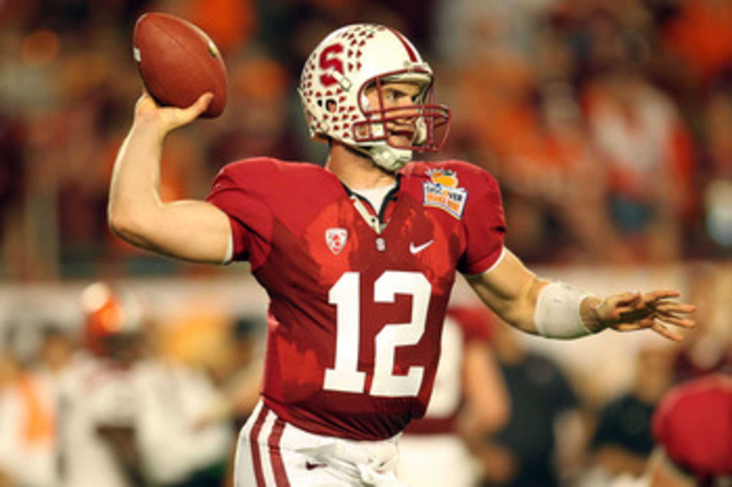 MIAMI, FL - JANUARY 03:  Andrew Luck #12 of the Stanford Cardinal throws pass against the Virginia Tech Hokies during the 2011 Discover Orange Bowl at Sun Life Stadium on January 3, 2011 in Miami, Florida. Stanford won 40-12. (Photo by Mike Ehrmann/Getty 