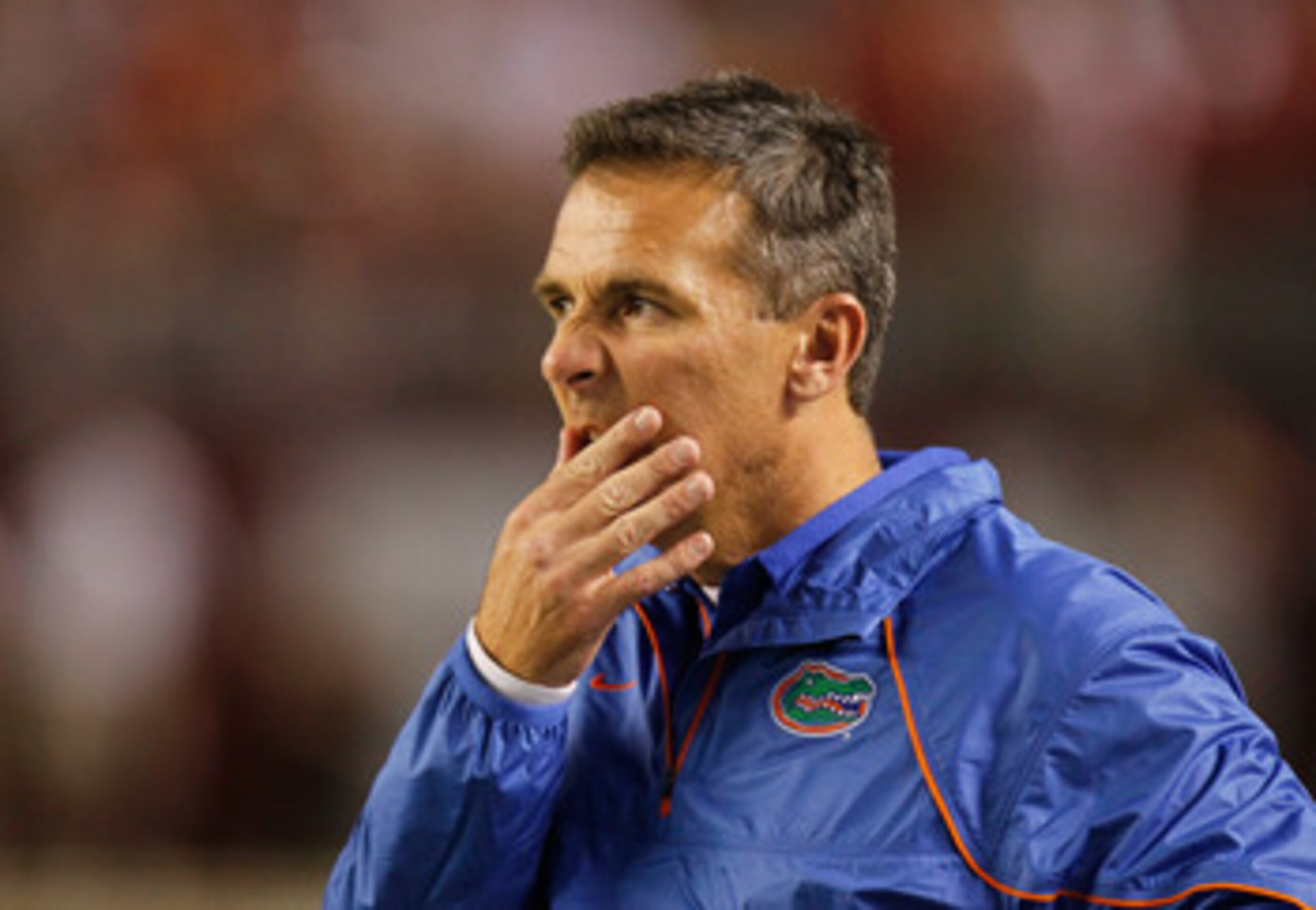 TUSCALOOSA, AL - OCTOBER 02: Head coach Urban Meyer of the Florida Gators looks on from the sidelines during their game against the Alabama Crimson Tide at Bryant-Denny Stadium on October 2, 2010 in Tuscaloosa, Alabama. (Photo by Kevin C. Cox/Getty Imag TUSCALOOSA, AL - OCTOBER 02: Head coach Urban Meyer of the Florida Gators looks on from the sidelines during their game against the Alabama Crimson Tide at Bryant-Denny Stadium on October 2, 2010 in Tuscaloosa, Alabama. (Photo by Kevin C. Cox/Getty Imag