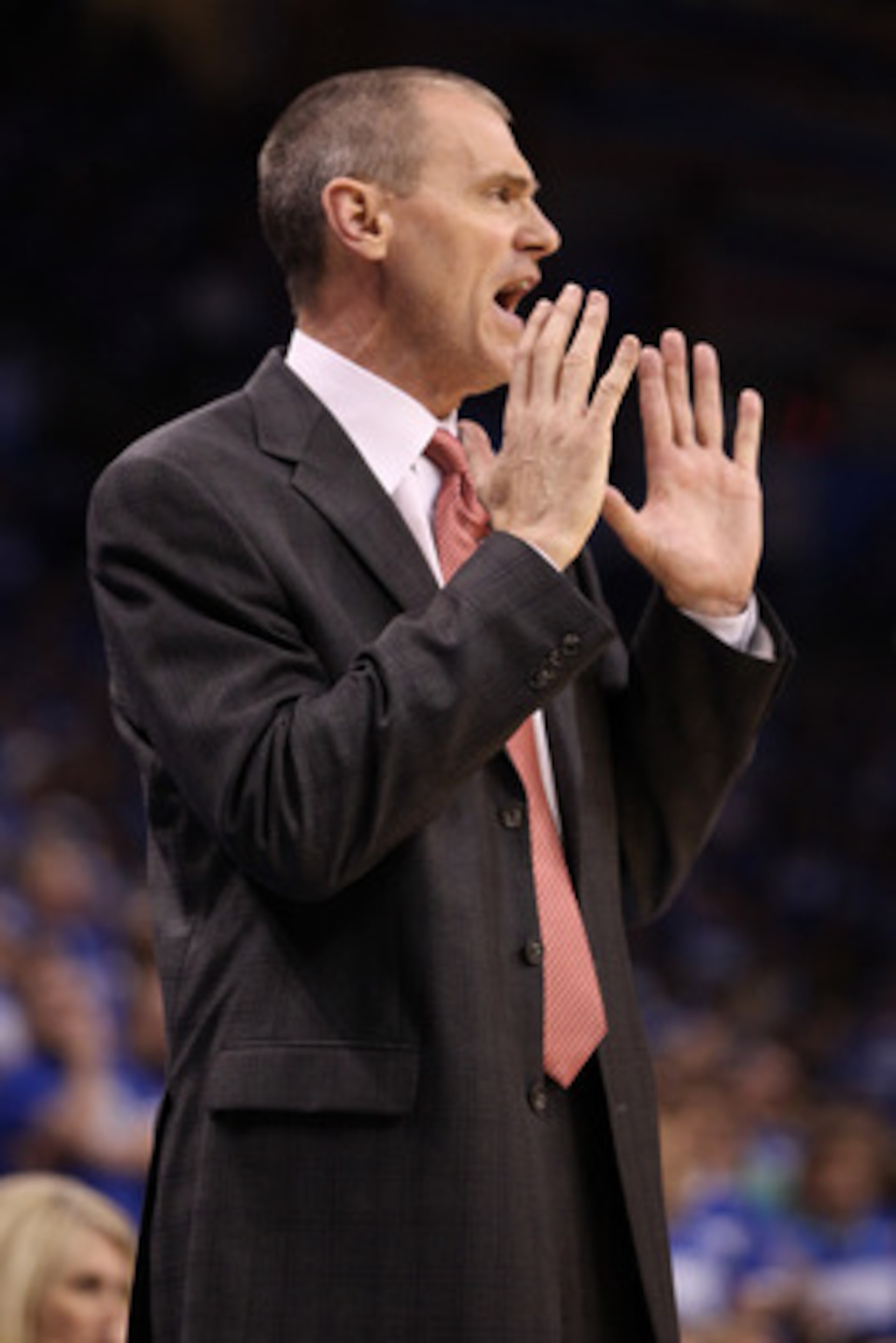 OKLAHOMA CITY, OK - MAY 21:  Head coach Rick Carlisle of the Dallas Mavericks reacts in the second half while taking on the Oklahoma City Thunder in Game Three of the Western Conference Finals during the 2011 NBA Playoffs at Oklahoma City Arena on May 21,