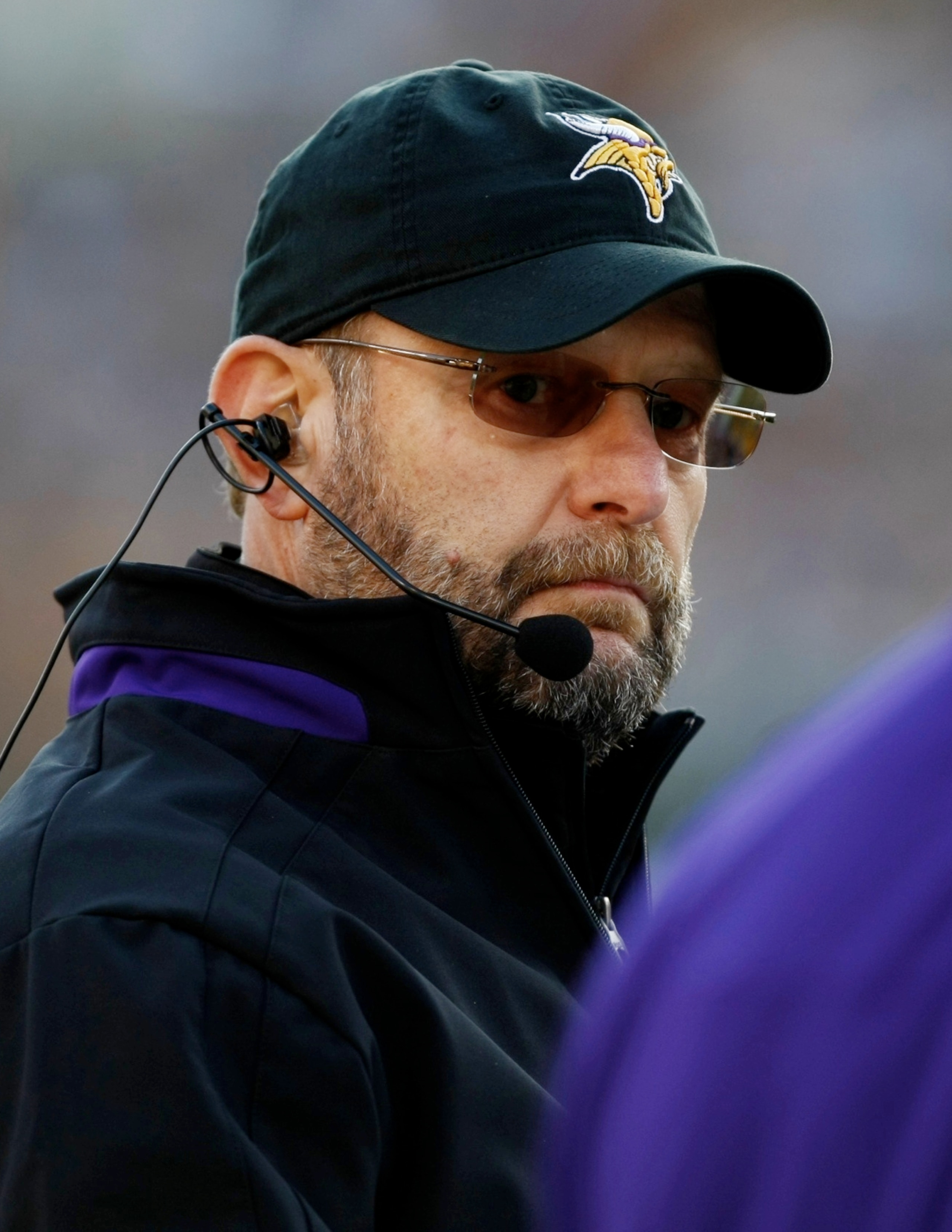 GREEN BAY, WI - NOVEMBER 01:  Head coach Brad Childress of the Minnesota Vikings is seen on the sidelines during the first quarter of the game against the Green Bay Packers at Lambeau Field on November 1, 2009 in Green Bay, Wisconsin. (Photo by Scott Boeh