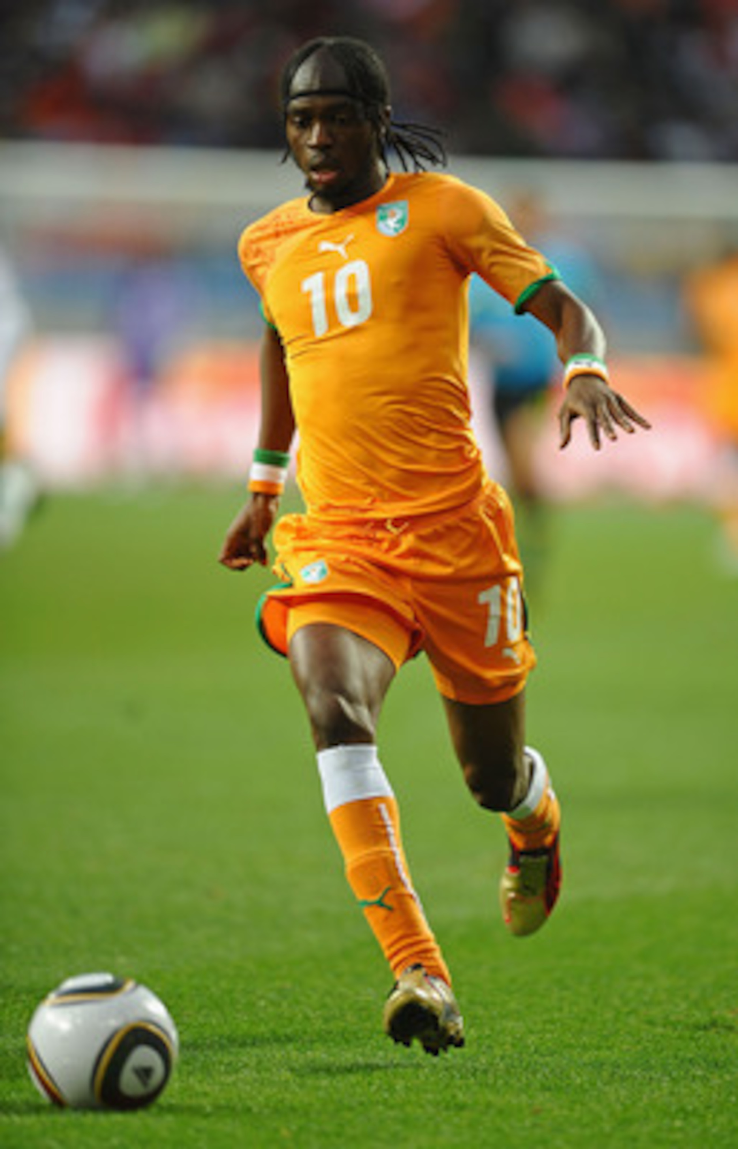 PORT ELIZABETH, SOUTH AFRICA - JUNE 15: Gervinho of Ivory Coast in action during the 2010 FIFA World Cup South Africa Group G match between Ivory Coast and Portugal at Nelson Mandela Bay Stadium on June 15, 2010 in Port Elizabeth, South Africa.  (Photo by