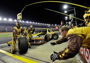 CONCORD, NC - MAY 29:  David Ragan pits the #6 UPS Ford, during the NASCAR Sprint Cup Series Coca-Cola 600 at Charlotte Motor Speedway on May 29, 2011 in Concord, North Carolina.  (Photo by Jason Smith/Getty Images for NASCAR)