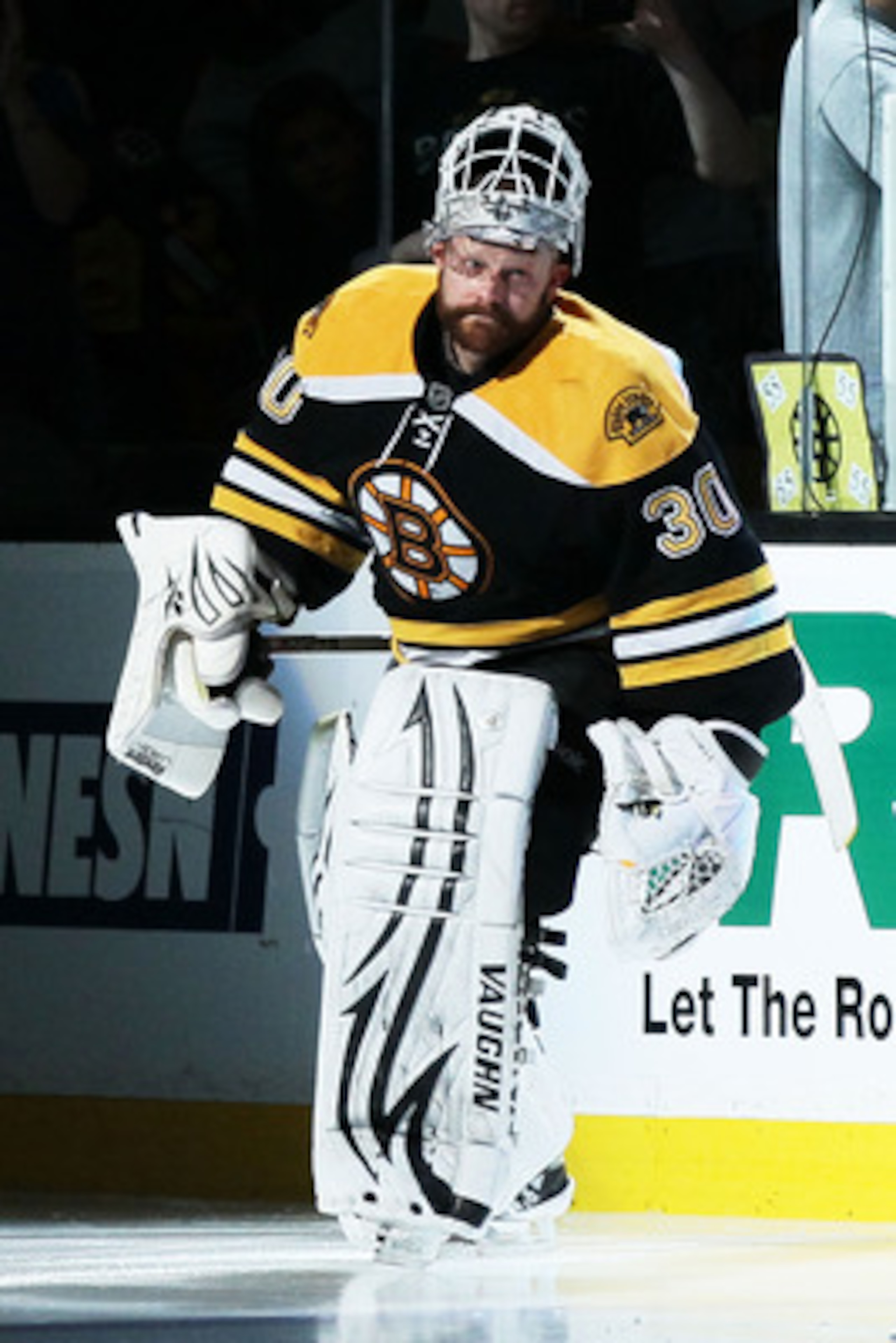 BOSTON, MA - MAY 27: Tim Thomas #30 of the Boston Bruins leads his team onto the ice in Game Seven of the Eastern Conference Finals against the Tampa Bay Lightning during the 2011 NHL Stanley Cup Playoffs at TD Garden on May 27, 2011 in Boston, Massachus BOSTON, MA - MAY 27: Tim Thomas #30 of the Boston Bruins leads his team onto the ice in Game Seven of the Eastern Conference Finals against the Tampa Bay Lightning during the 2011 NHL Stanley Cup Playoffs at TD Garden on May 27, 2011 in Boston, Massachus