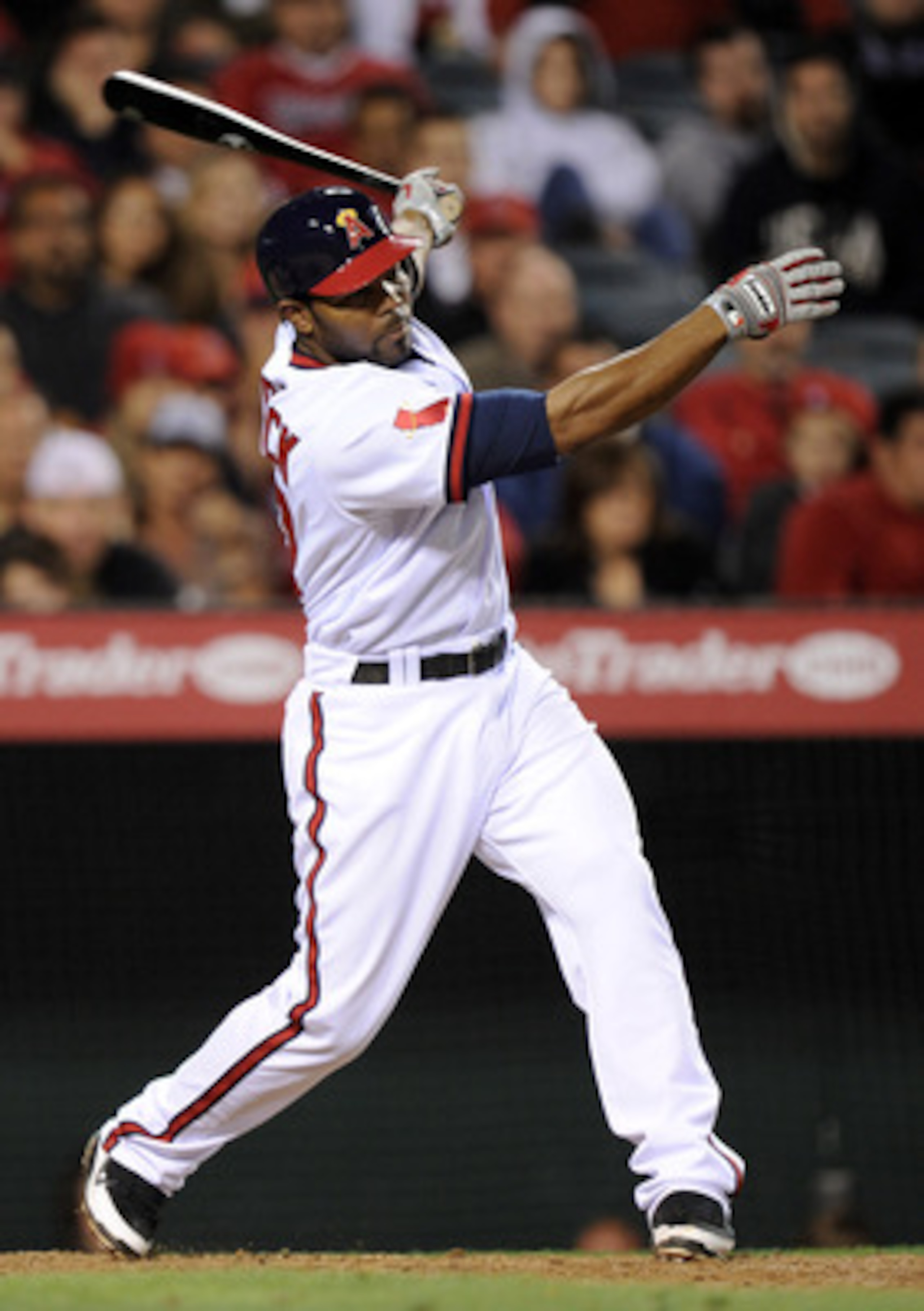 ANAHEIM, CA - APRIL 22:  Howie Kendrick #47 of the Los Angeles Angels at bat against the Boston Red Sox at Angel Stadium on April 22, 2011 in Anaheim, California.  (Photo by Harry How/Getty Images)