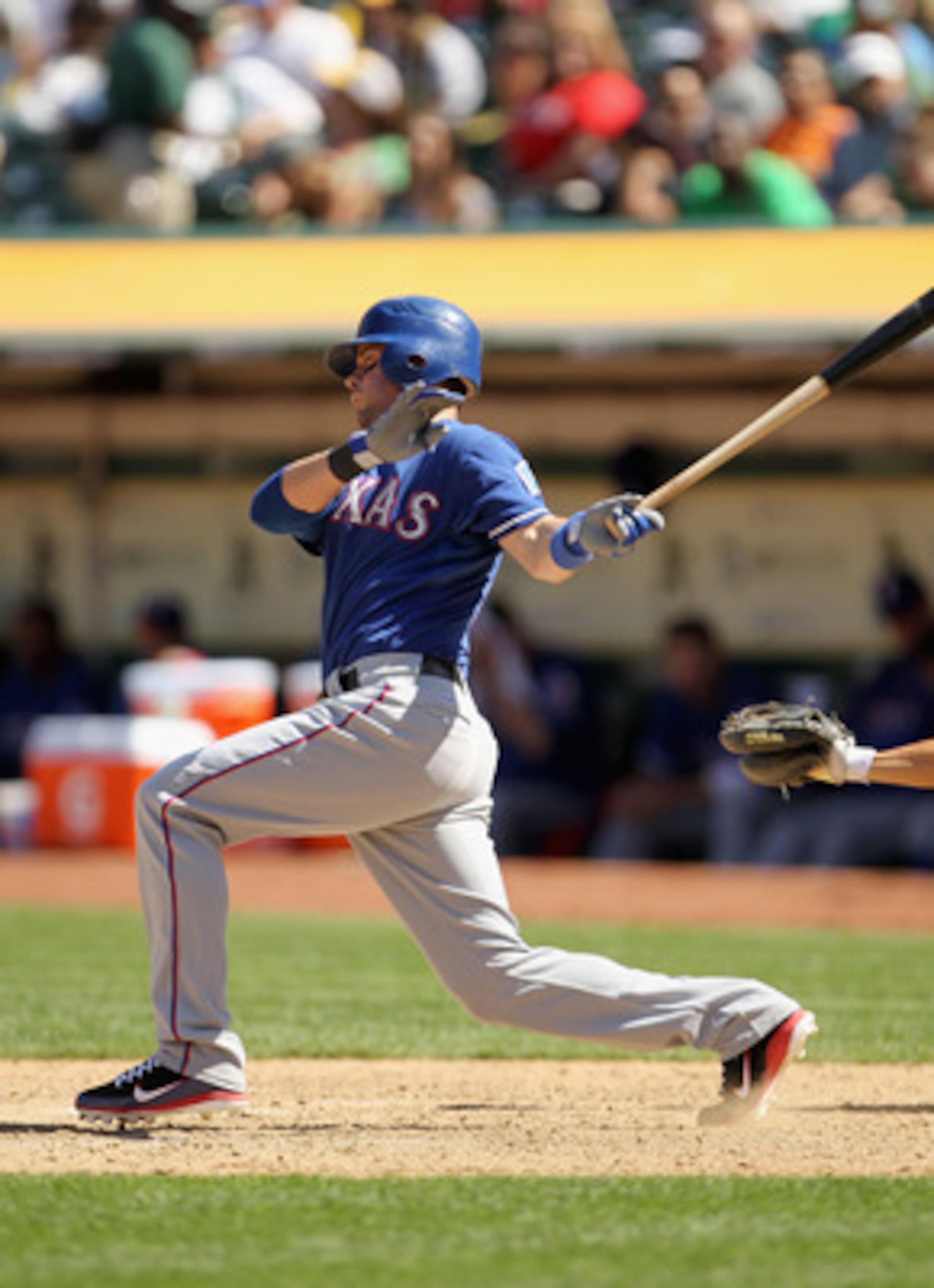 OAKLAND, CA - APRIL 30:  Michael Young #10 of the Texas Rangers in action during their game against the Oakland Athletics at Oakland-Alameda County Coliseum on April 30, 2011 in Oakland, California.  (Photo by Ezra Shaw/Getty Images)