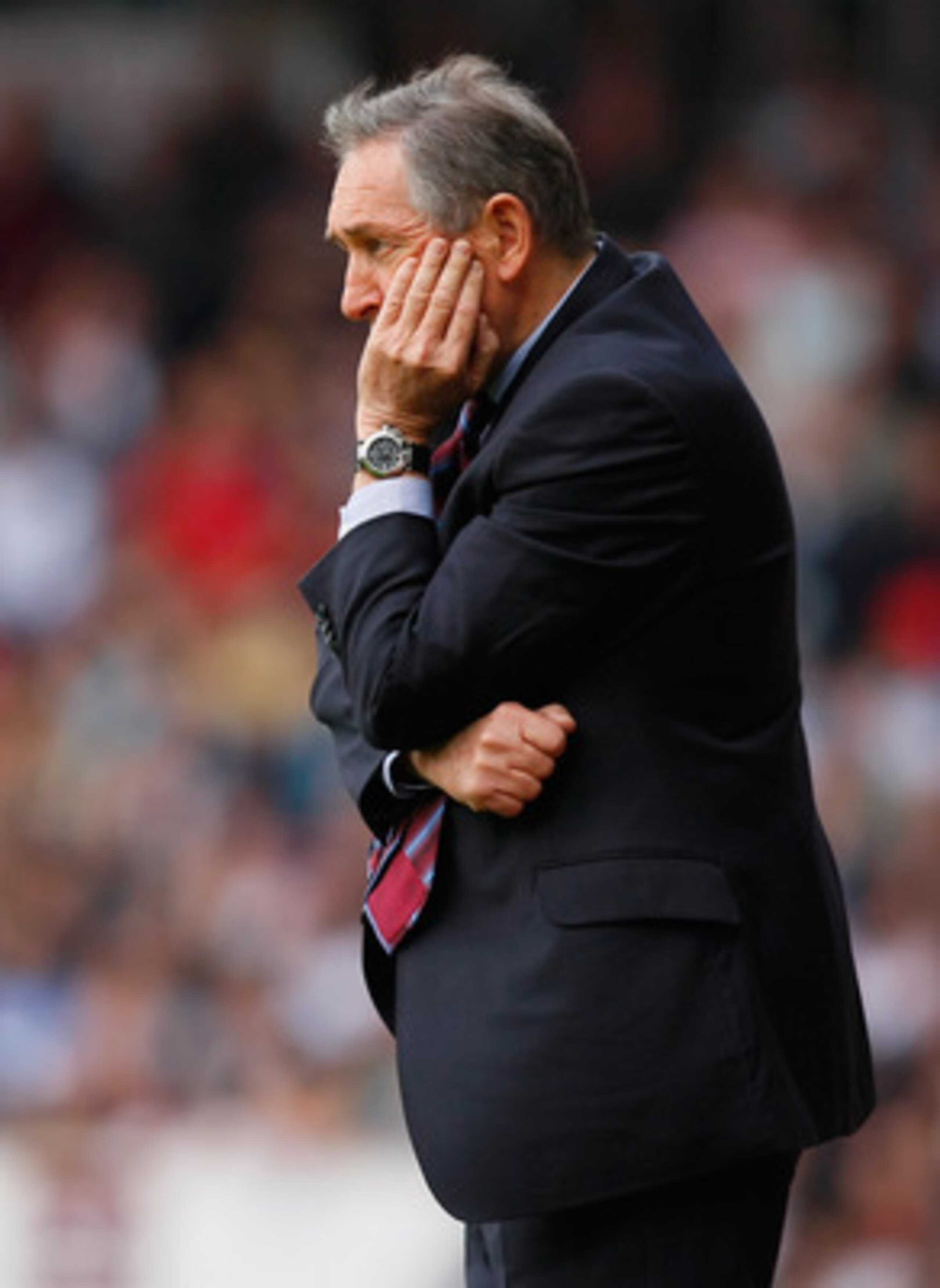 LONDON, ENGLAND - APRIL 16: Aston Villa manager Gerard Houllier looks thoughtful during the Barclays Premier League match between West Ham United and Aston Villa at the Boleyn Ground on April 16, 2011 in London, England. (Photo by Tom Dulat/Getty Images LONDON, ENGLAND - APRIL 16: Aston Villa manager Gerard Houllier looks thoughtful during the Barclays Premier League match between West Ham United and Aston Villa at the Boleyn Ground on April 16, 2011 in London, England. (Photo by Tom Dulat/Getty Images