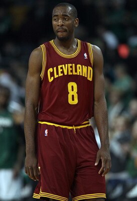 BOSTON, MA - JANUARY 25:  Christian Eyenga #8 of the of the Cleveland Cavaliers reacts after the loss to the Boston Celtics on January 25, 2011 at the TD Garden in Boston, Massachusetts. The Celtics defeated the Cavaliers 112-95.  NOTE TO USER: User expre