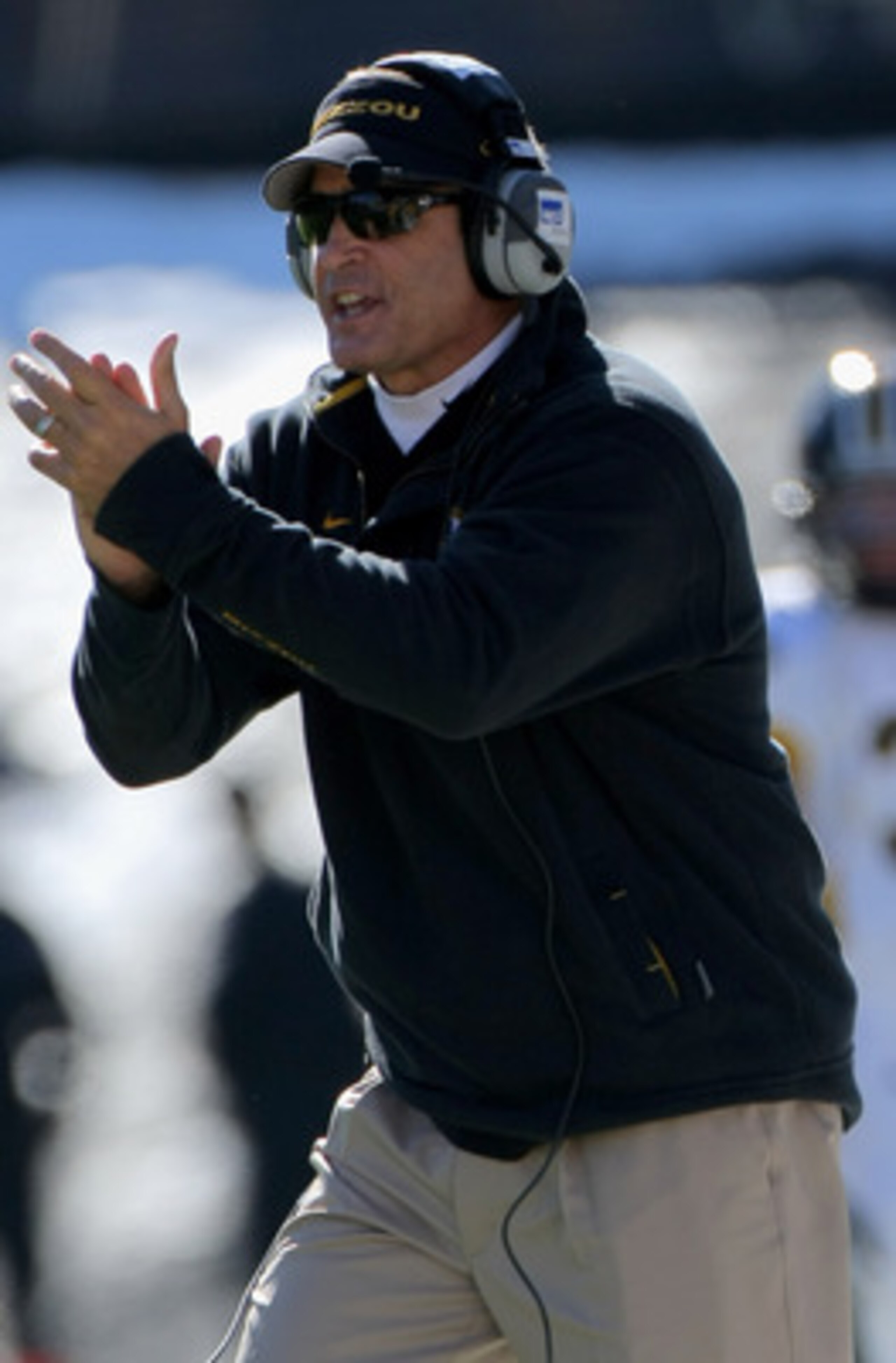 BOULDER, CO - OCTOBER 31: Head coach Gary Pinkel of the Missouri Tigers leads his team against the Colorado Buffaloes at Folsom Field on October 31, 2009 in Boulder, Colorado. (Photo by Doug Pensinger/Getty Images) BOULDER, CO - OCTOBER 31: Head coach Gary Pinkel of the Missouri Tigers leads his team against the Colorado Buffaloes at Folsom Field on October 31, 2009 in Boulder, Colorado. (Photo by Doug Pensinger/Getty Images)