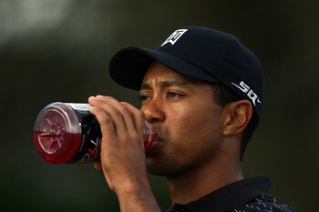 ORLANDO, FL - MARCH 12:  Tiger Woods of the USA drinks one of his 'Tiger' Gatorade Sports Drinks as he waits to hit his tee shot to the 13th hole during the pro-am for the 2008 Arnold Palmer Invitational presented by Mastercard at the Bay Hill Golf Club, 