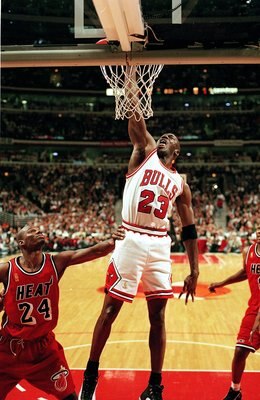 23 Jan 1998:  Michael Jordan #23 of the Chicago Bulls dunks the ball during the game against the Miami Heat at the United Center in Chicago, Illinois. The Bulls defeated the Heat 84-77.   Mandatory Credit: Jonathan Daniel  /Allsport